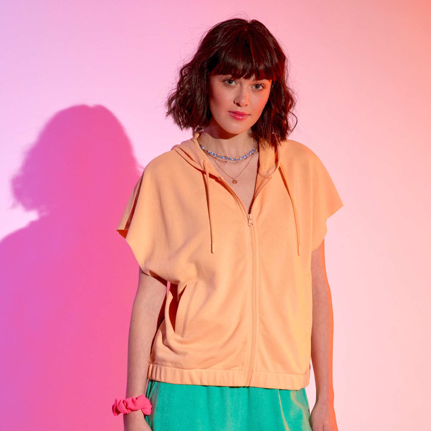 Sleeveless hoodie ORANGE