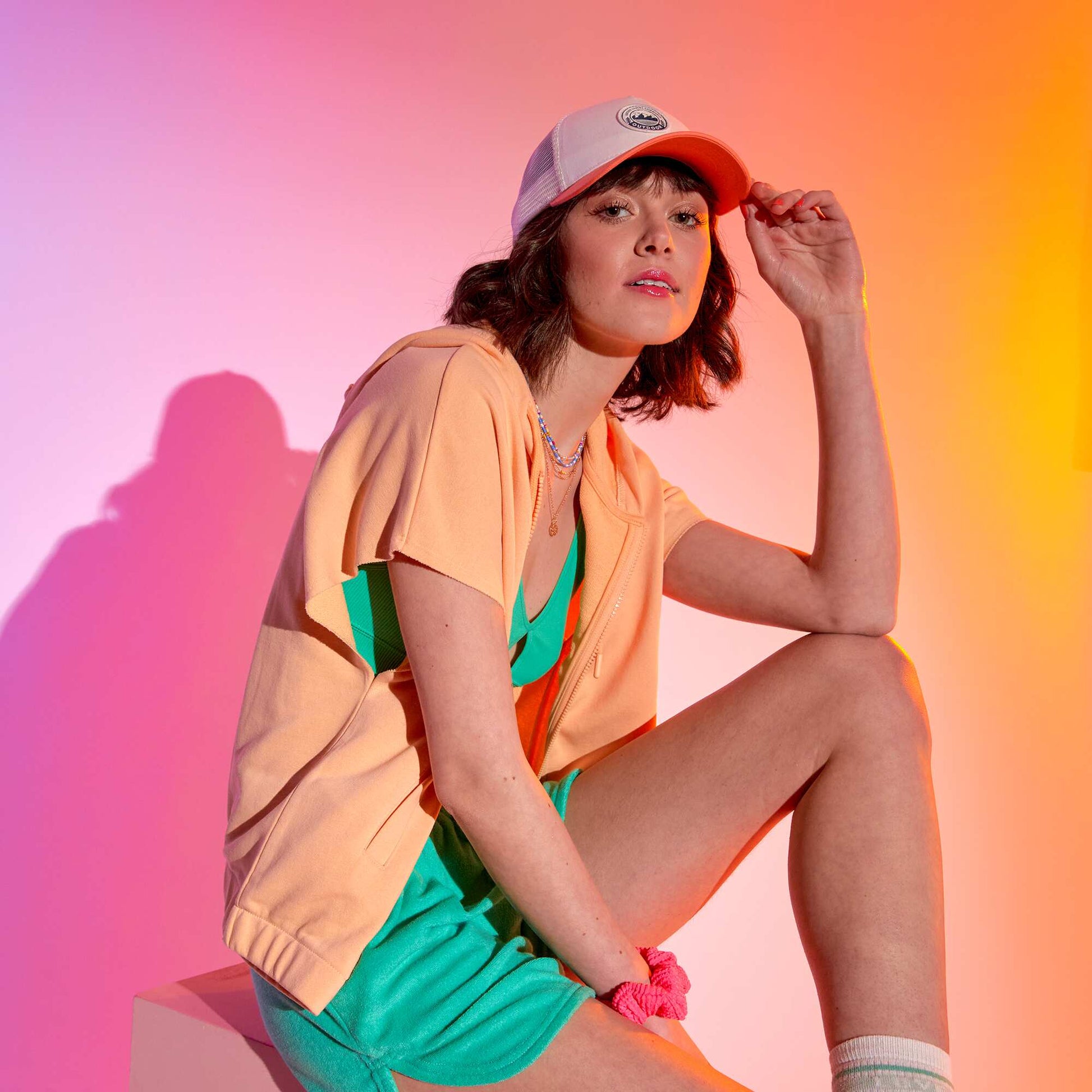 Sleeveless hoodie ORANGE