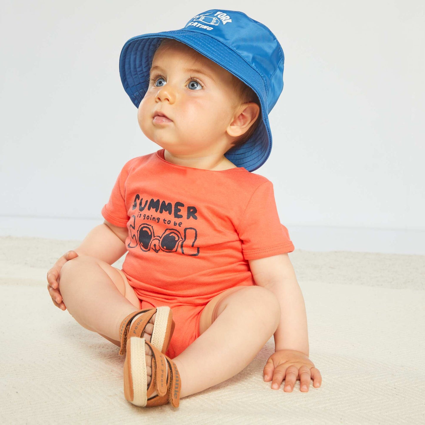 Pack of 2 short jersey romper suits BLUE