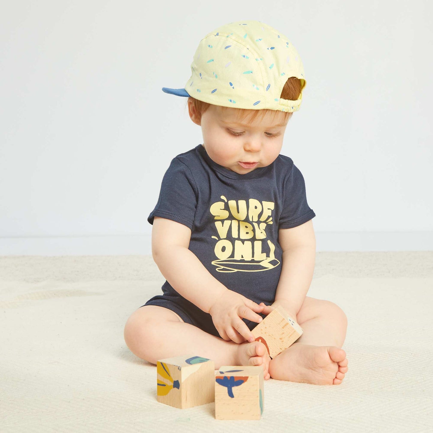 Pack of 2 short jersey romper suits BLUE