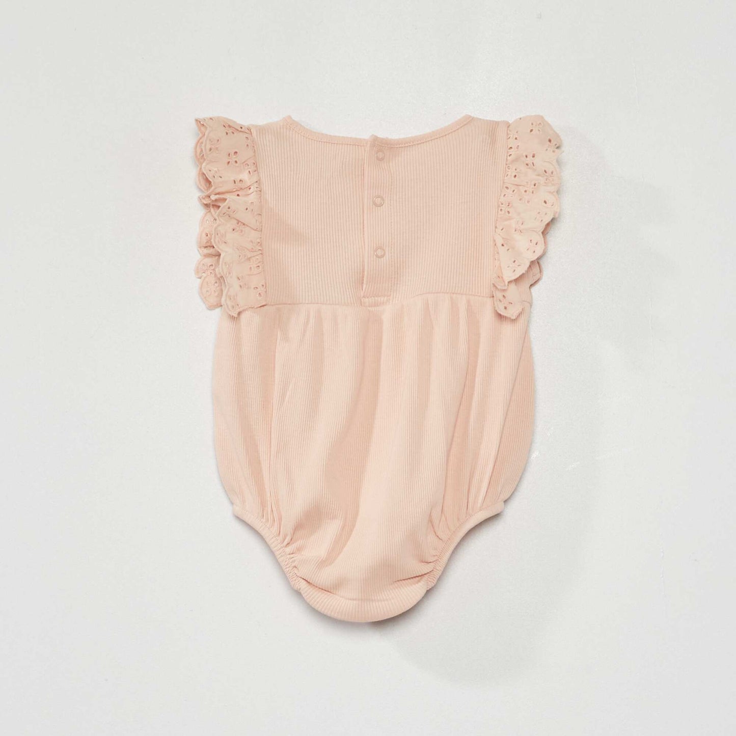 Ribbed bodysuit with embroidered ruffles PINK