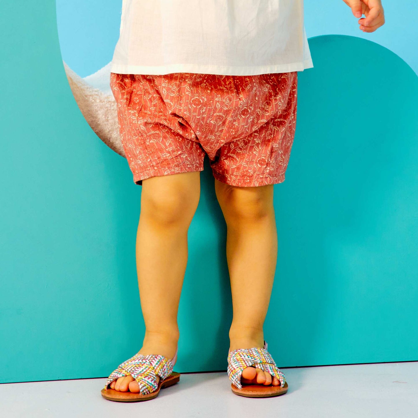 Printed cotton voile shorts PINK