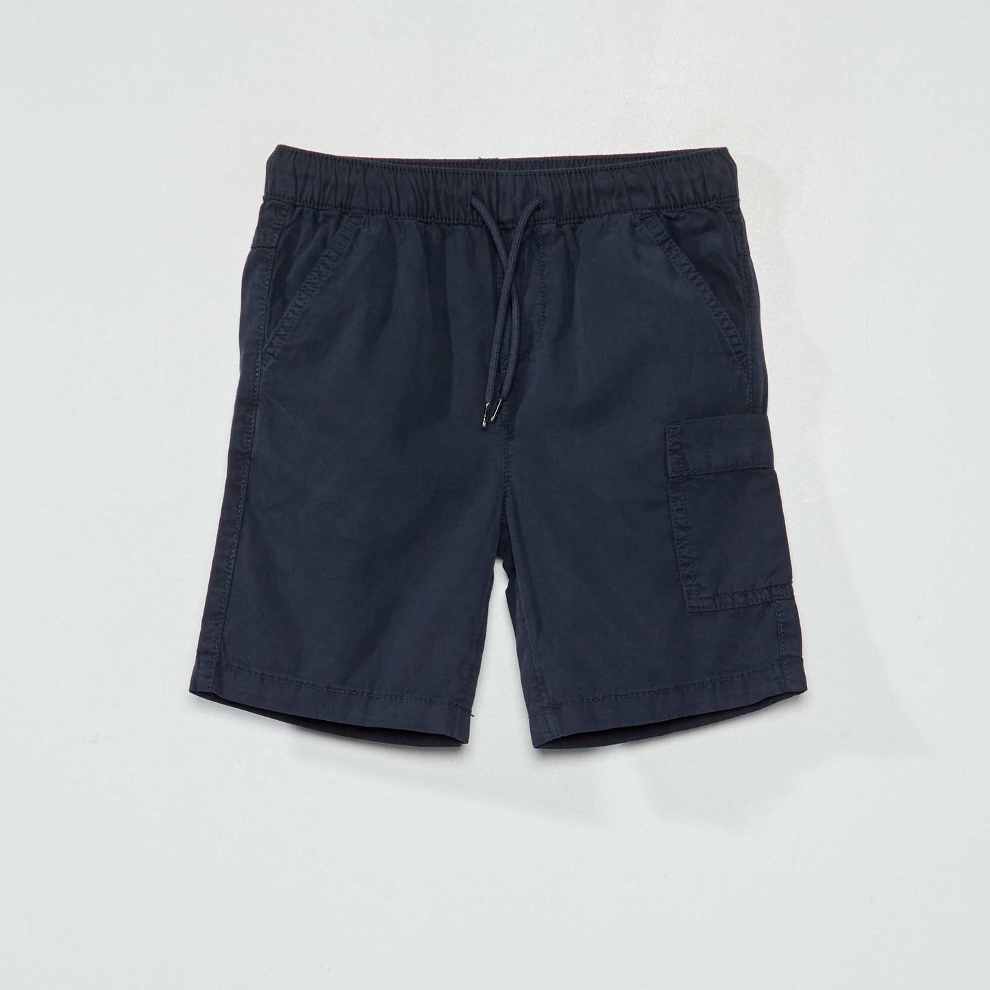 Plain Bermuda shorts with elasticated waist BLUE
