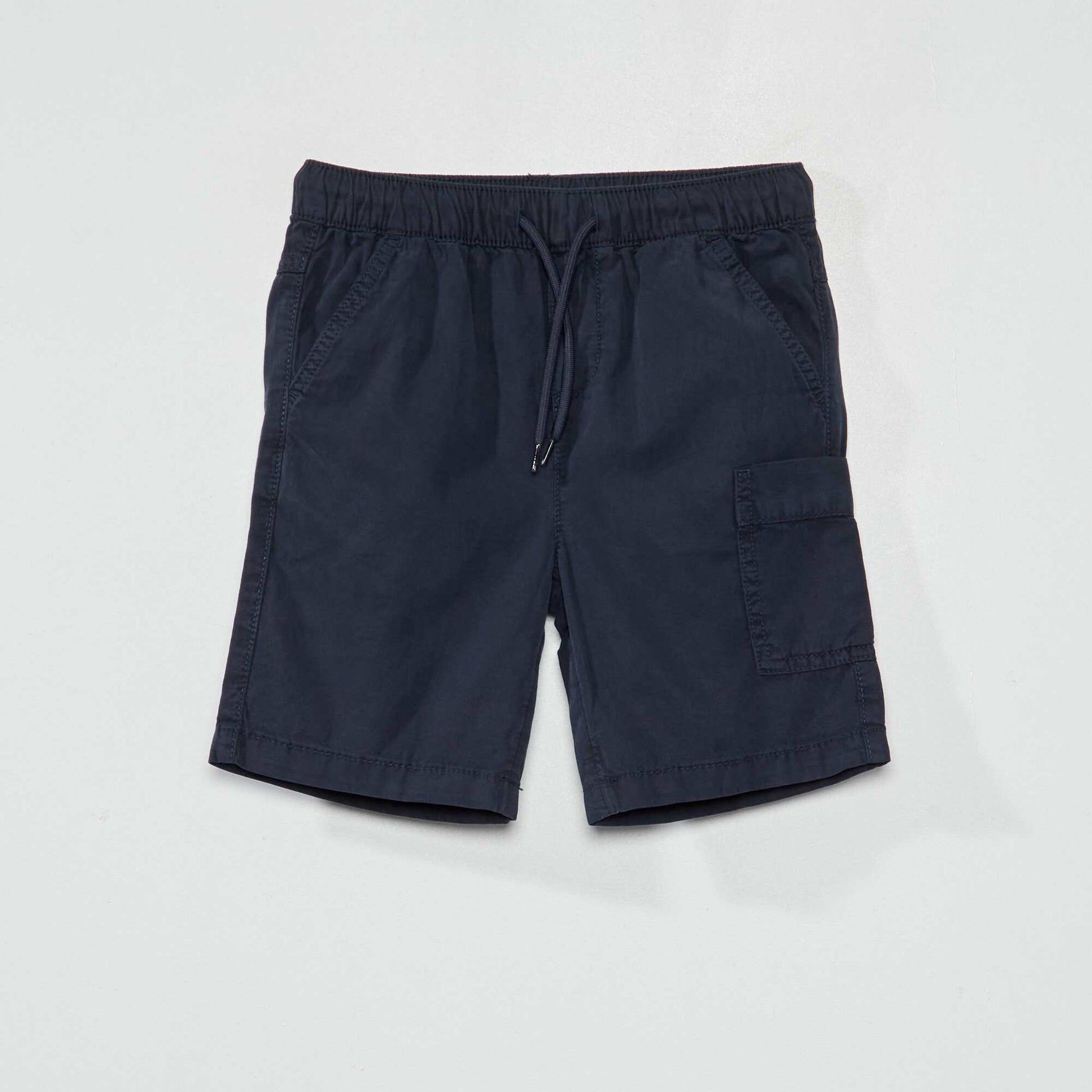 Plain Bermuda shorts with elasticated waist BLUE