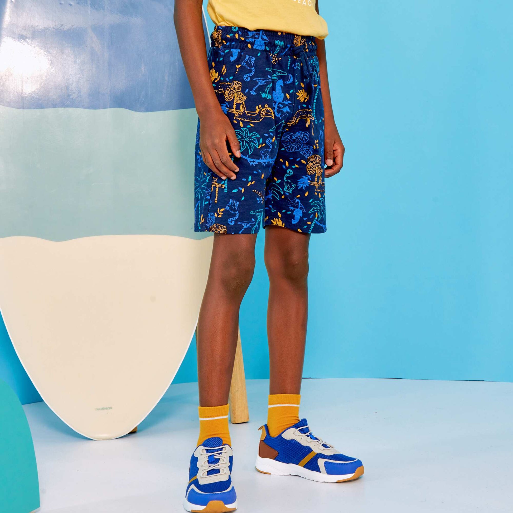 Printed jersey Bermuda shorts BLUE