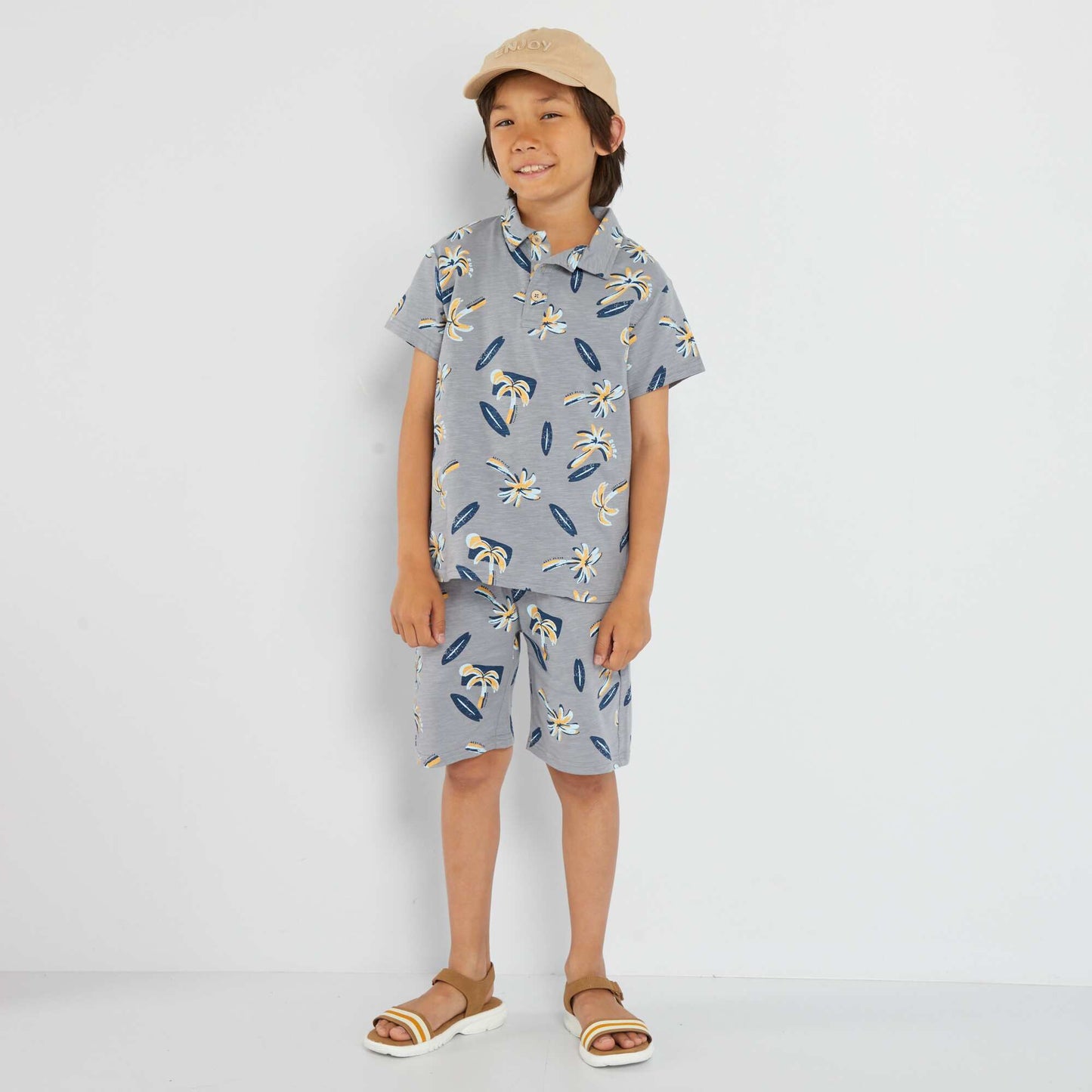 Printed jersey Bermuda shorts GREY
