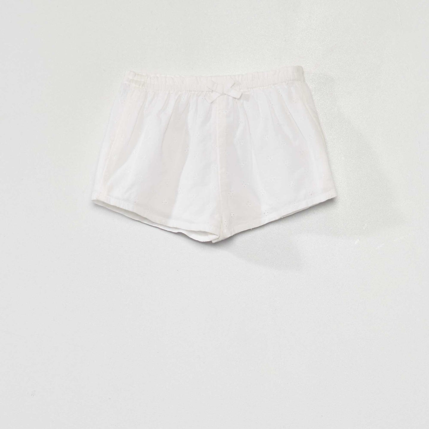 Broderie anglaise and cotton voile shorts WHITE