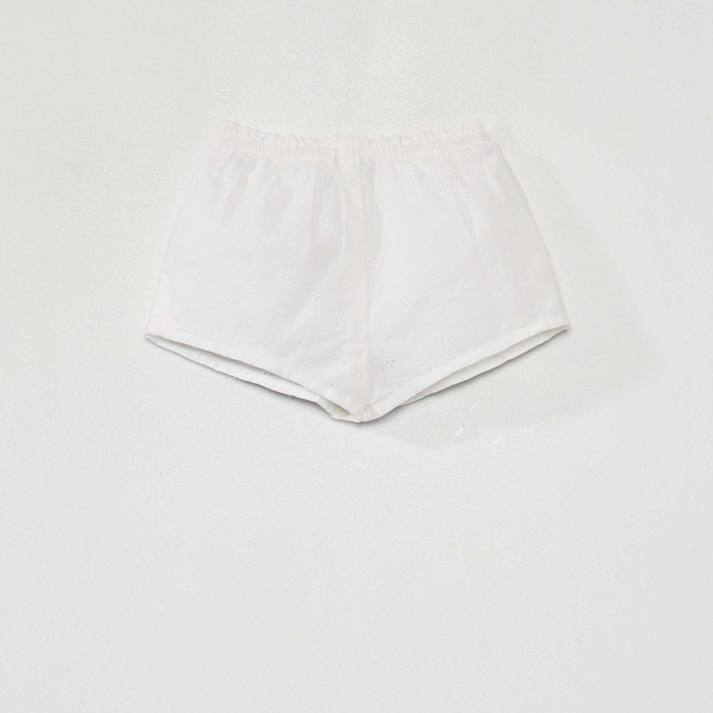 Broderie anglaise and cotton voile shorts WHITE