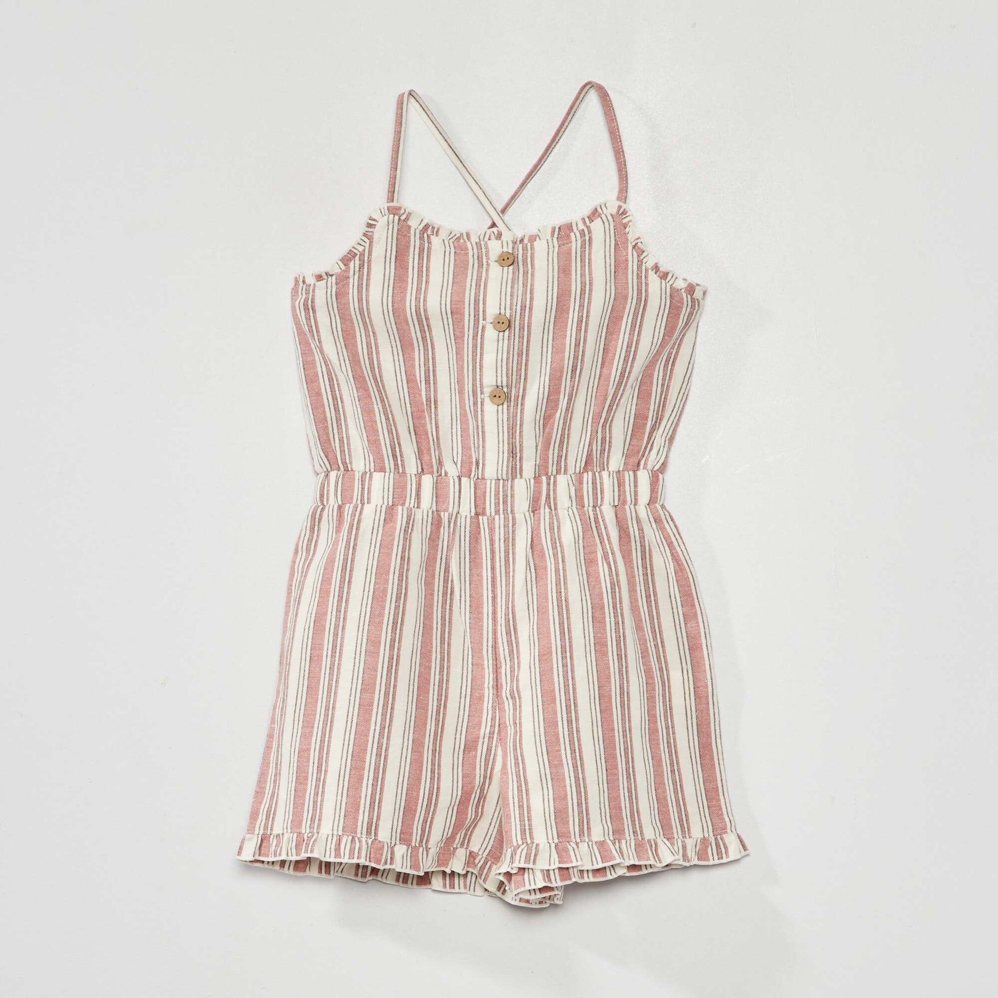 Linen playsuit with straps WHITE