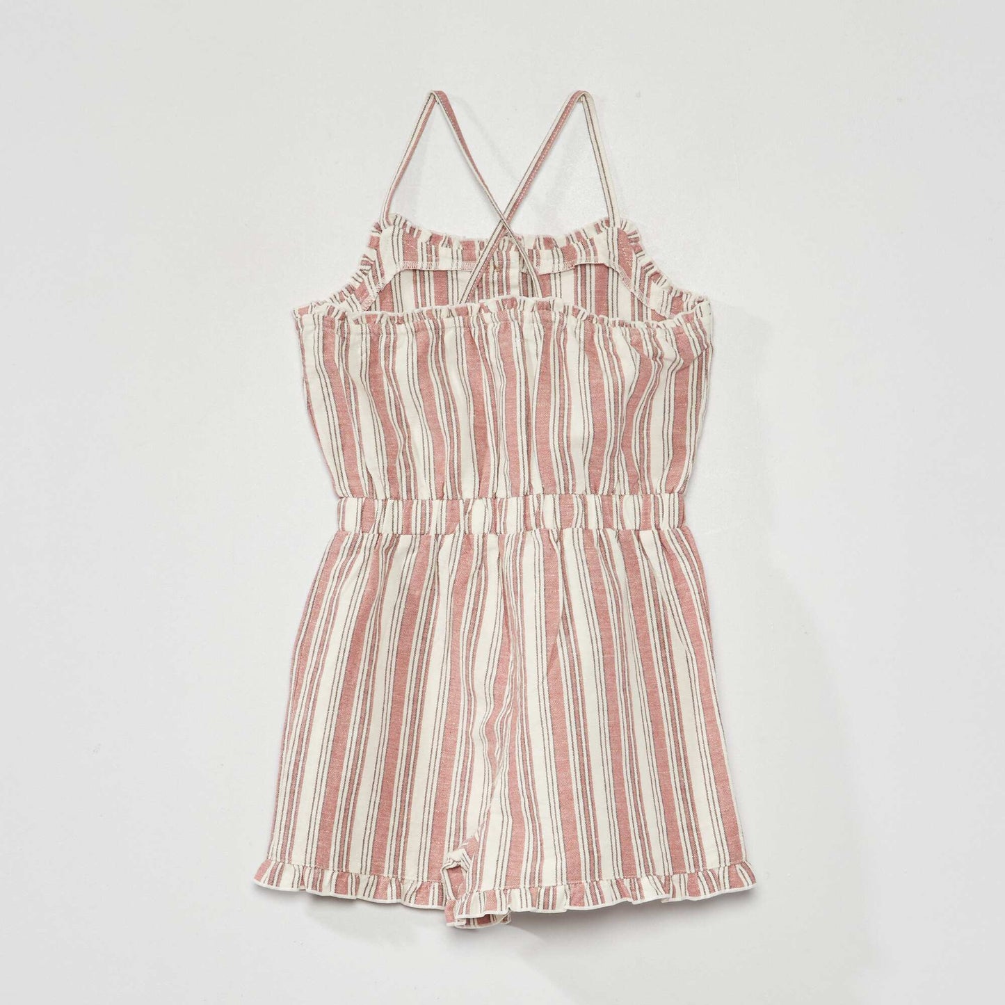 Linen playsuit with straps WHITE