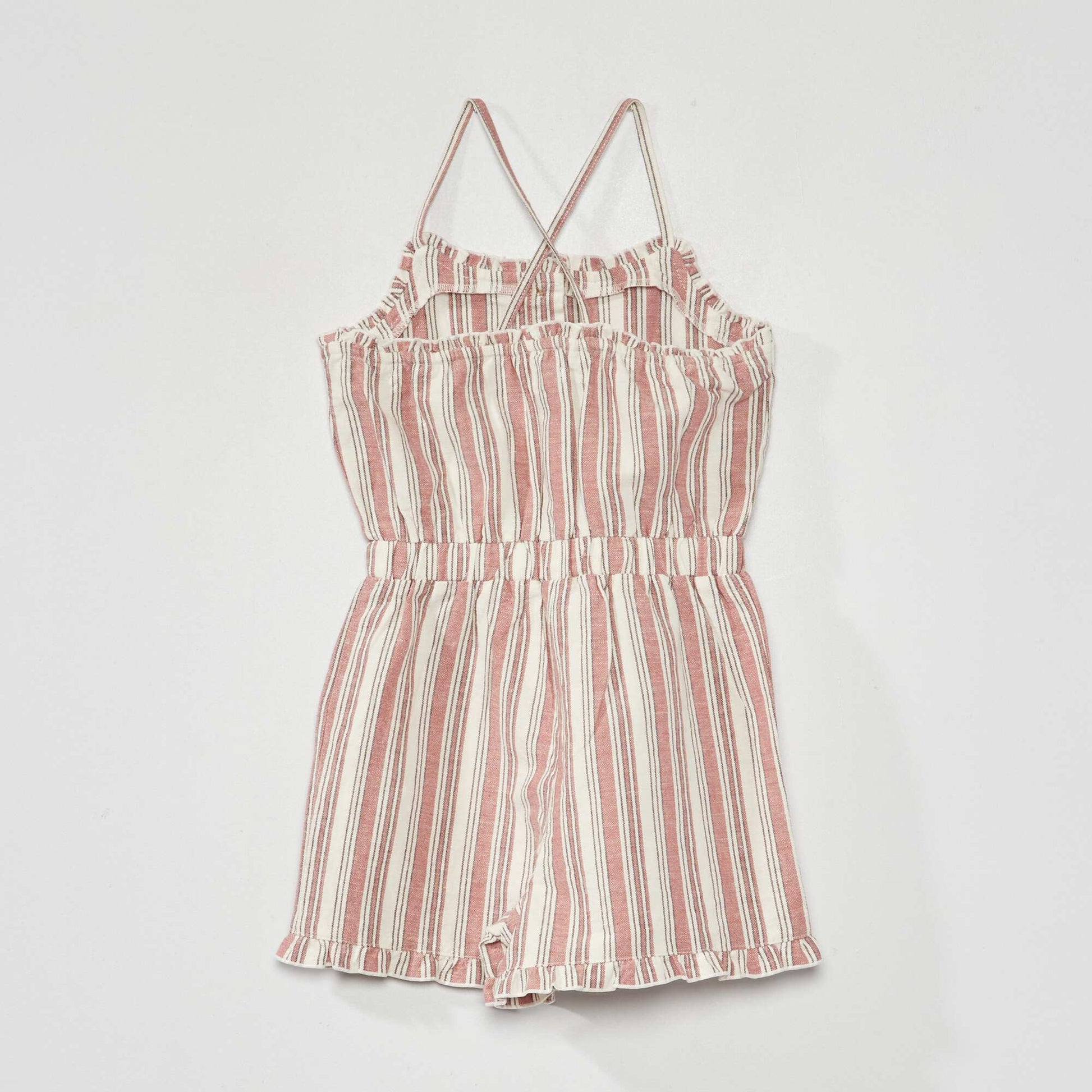 Linen playsuit with straps WHITE