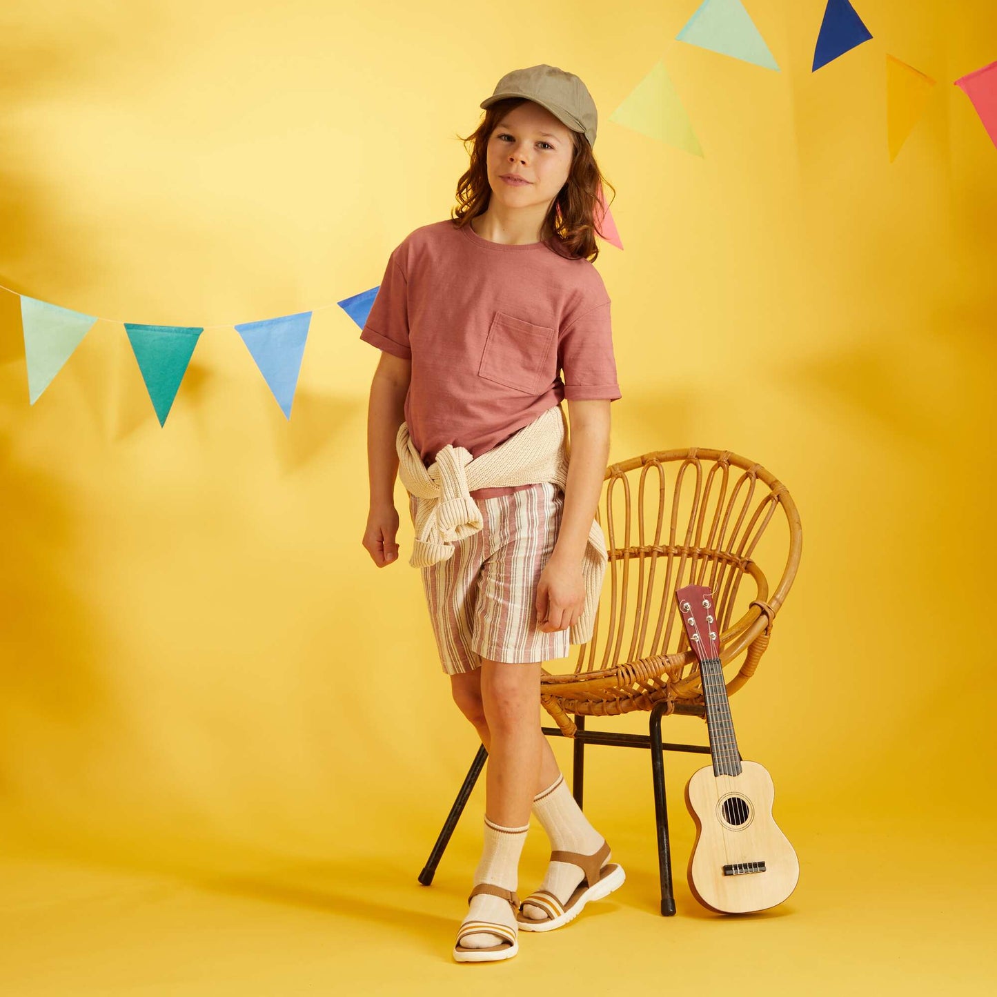 Striped Bermuda shorts WHITE