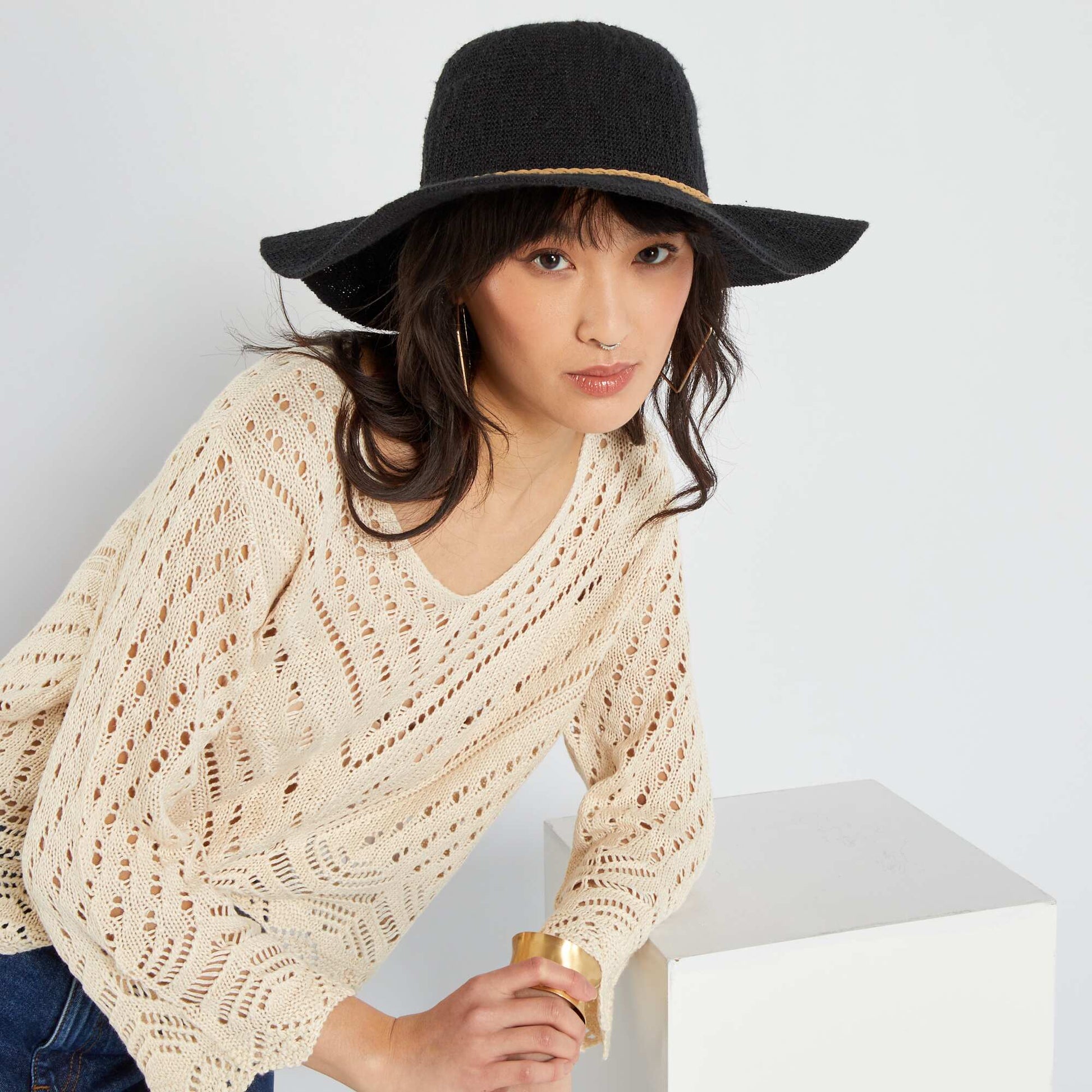 Wide-brimmed hat BLACK