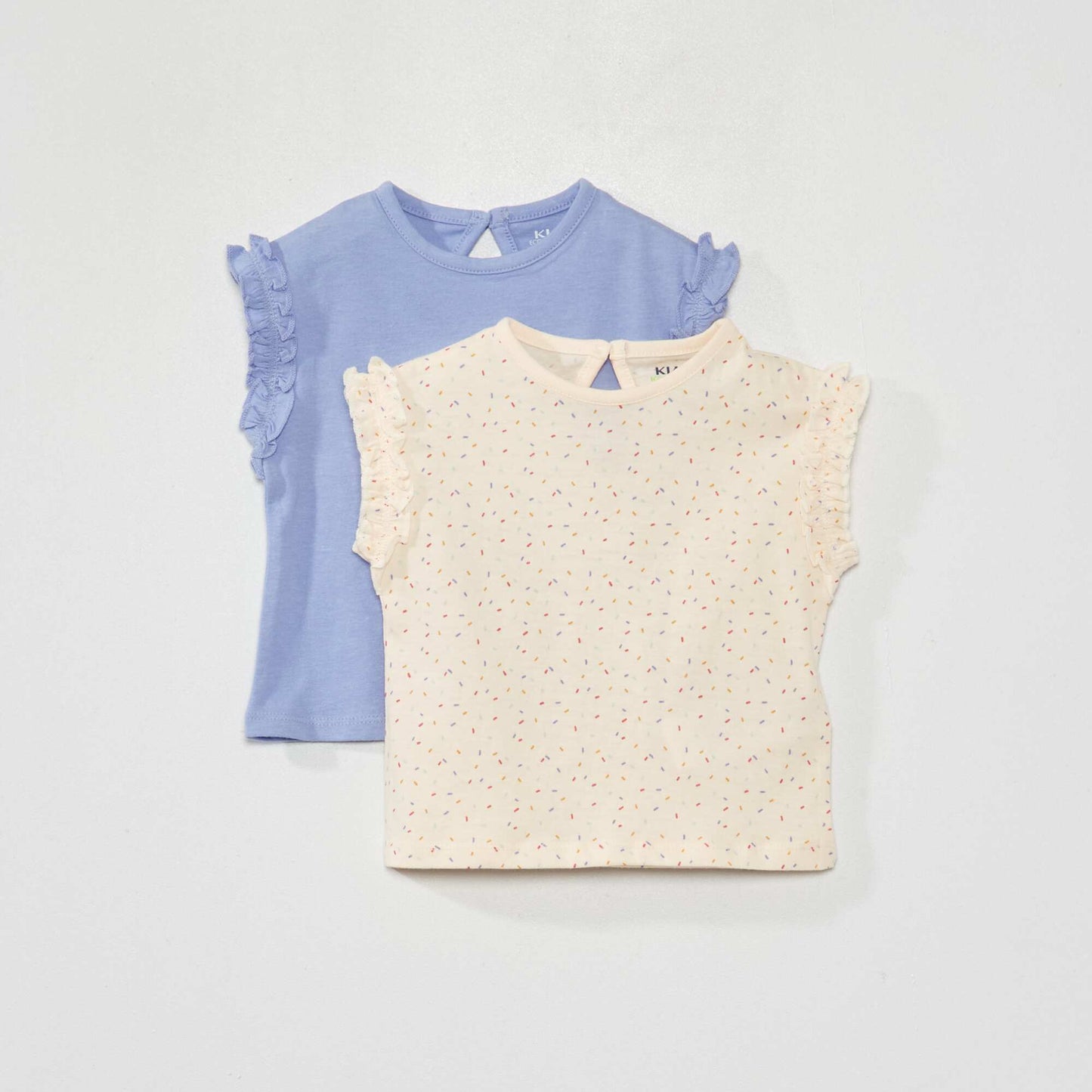 Pack of 2 T-shirts with gathered ruffles PINK