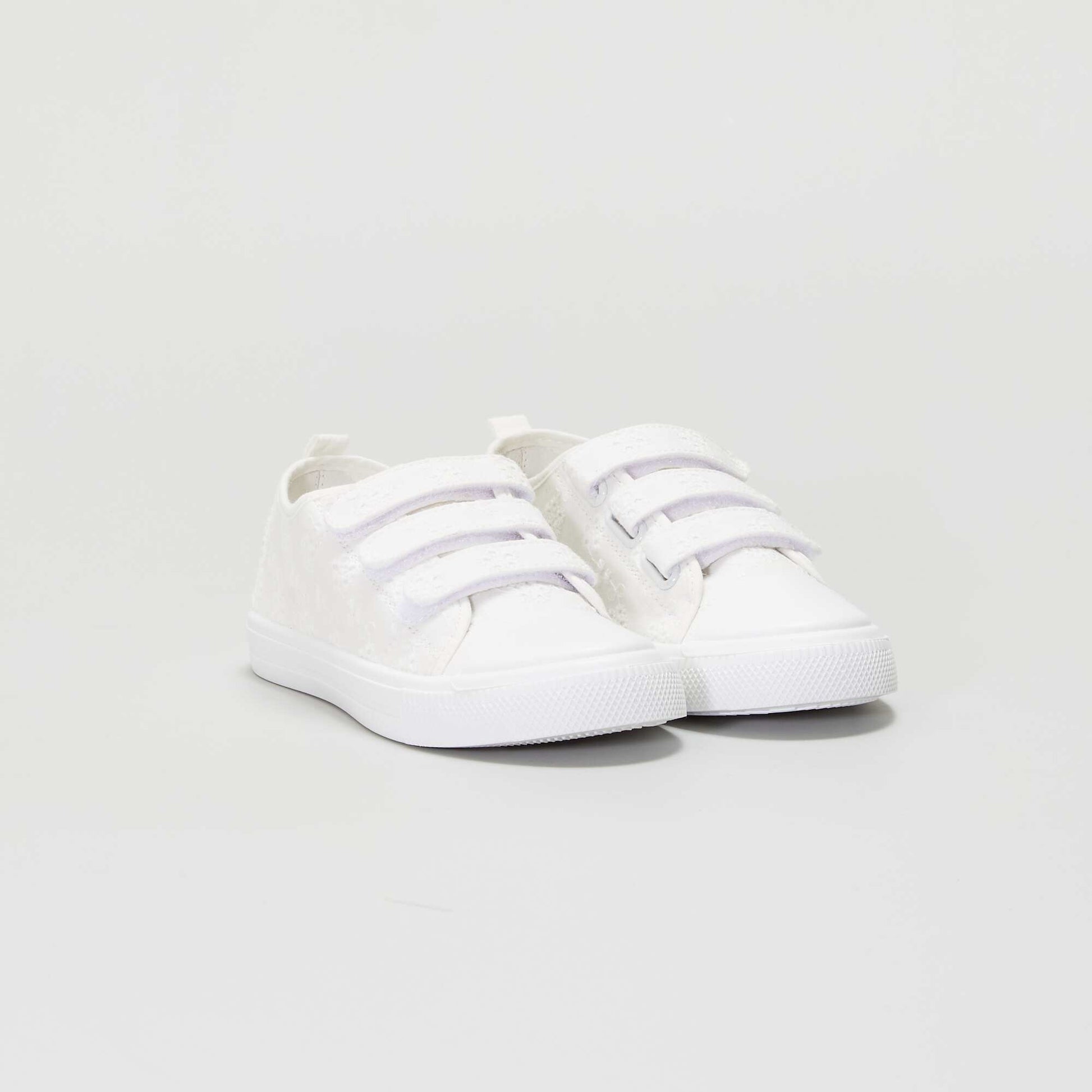 Fabric trainers with Velcro fastening WHITE