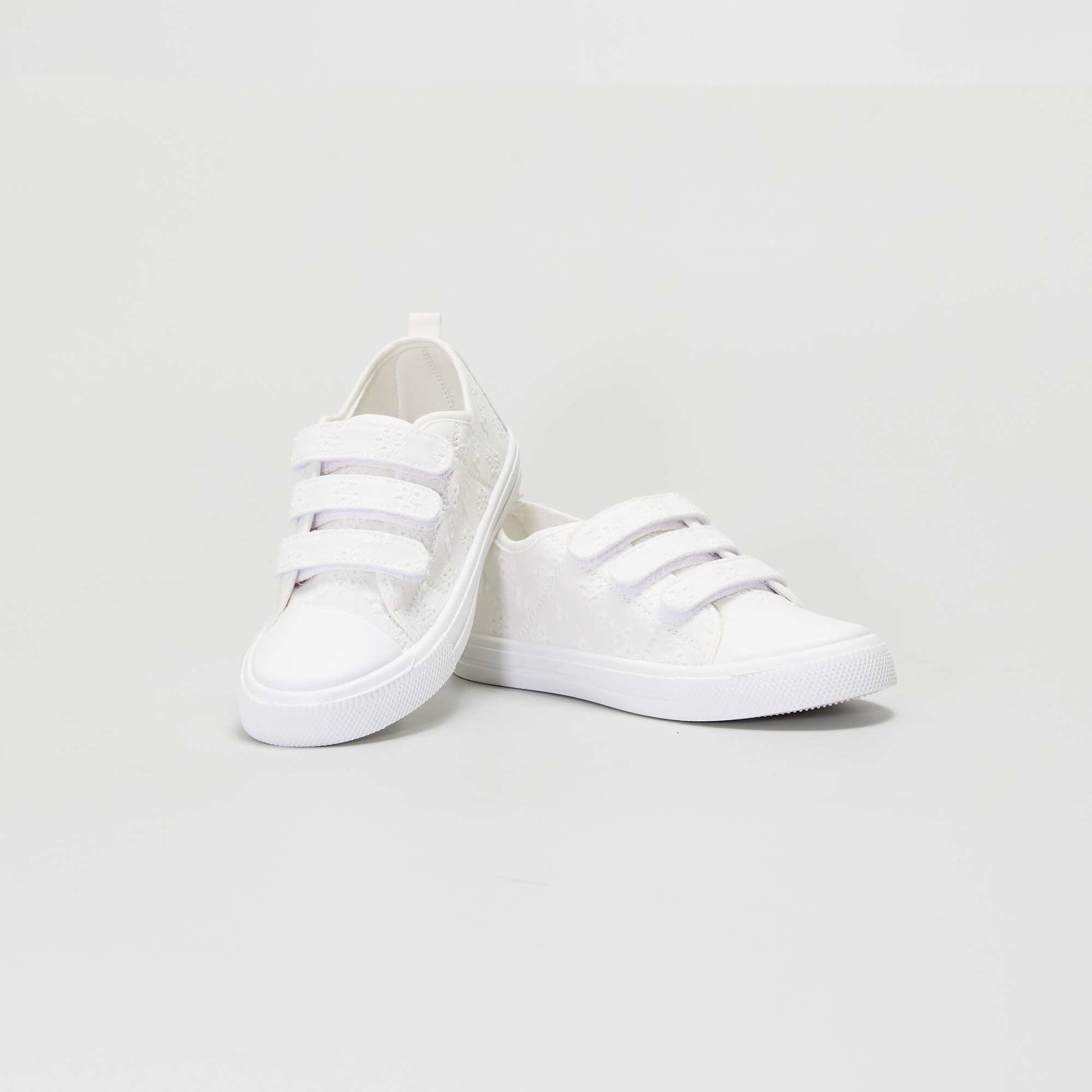 Fabric trainers with Velcro fastening WHITE