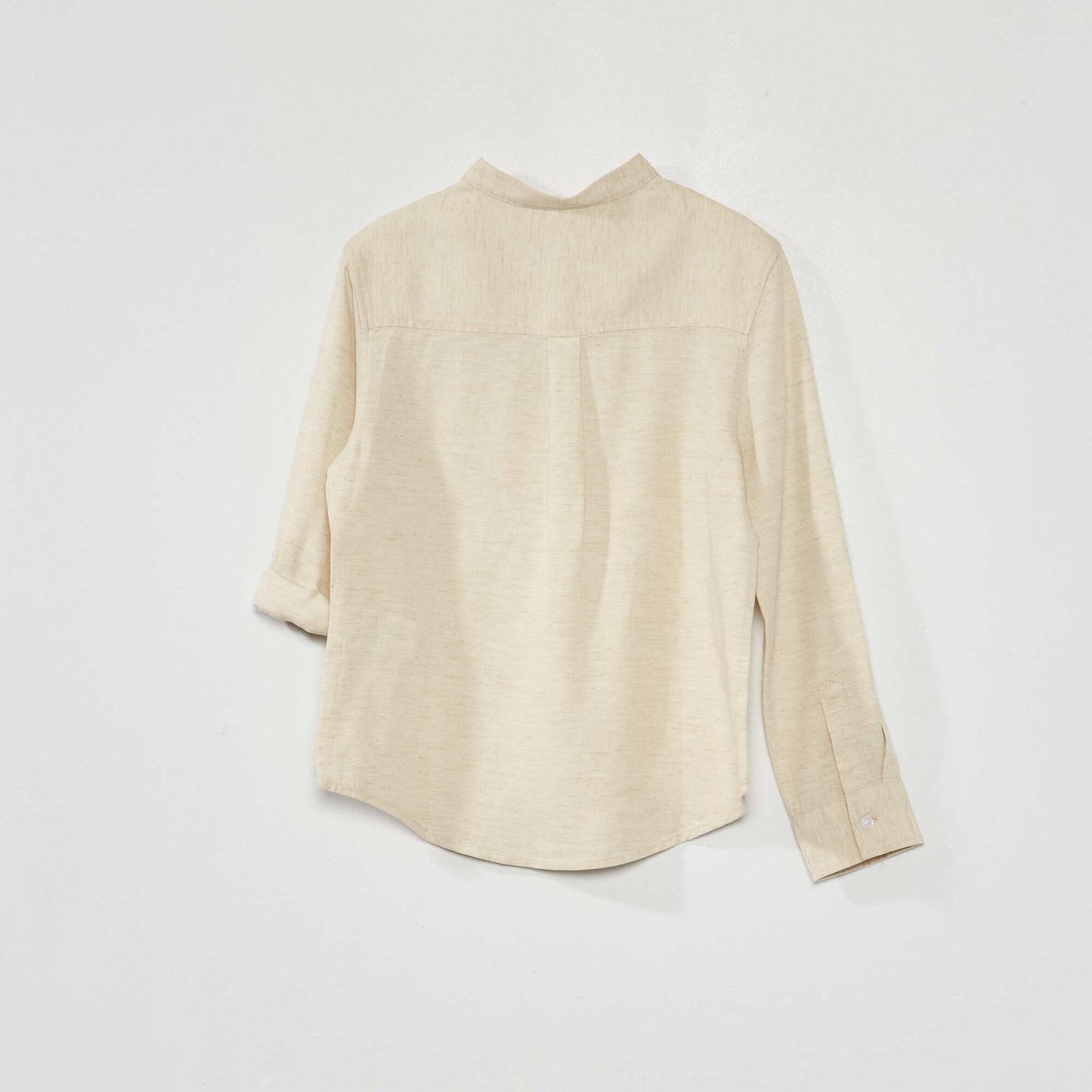 Lyocell and linen shirt with mandarin collar BEIGE