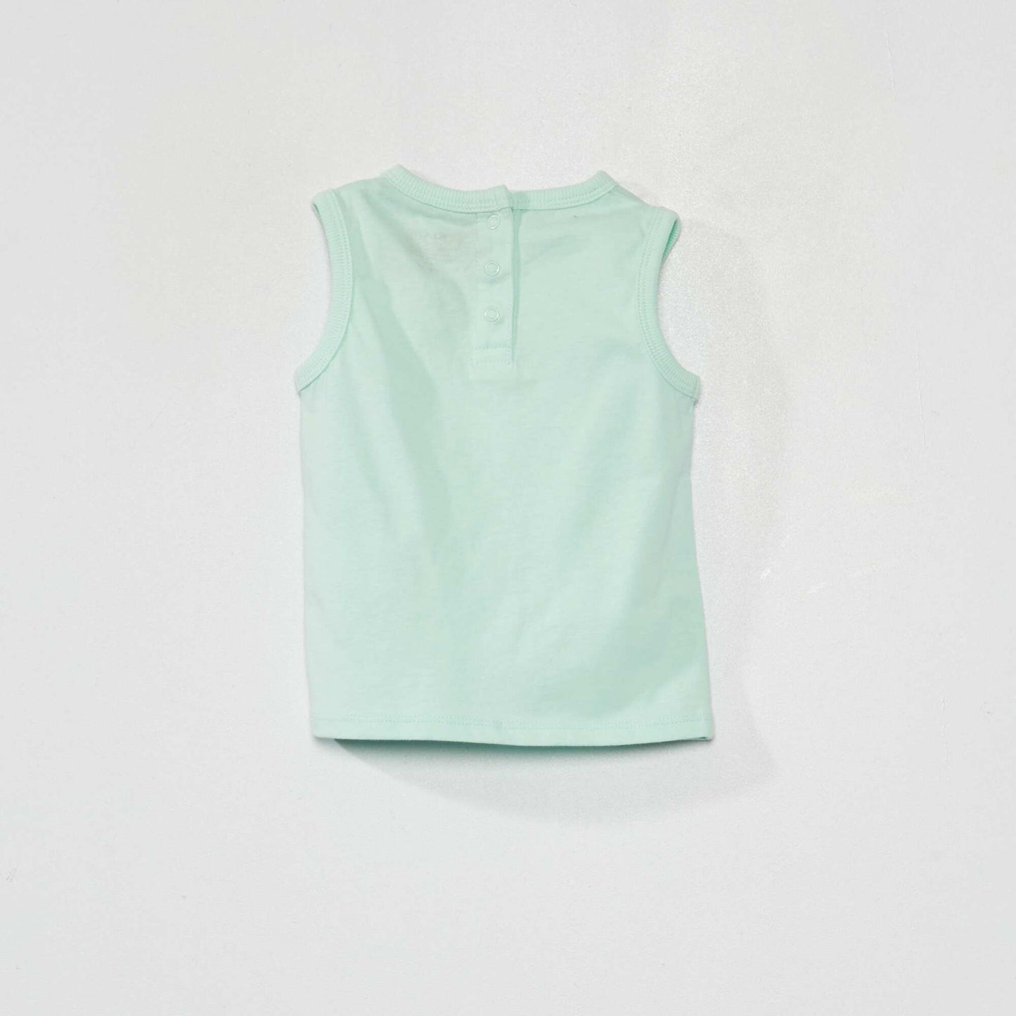 Printed French terry vest top + shorts set GREEN