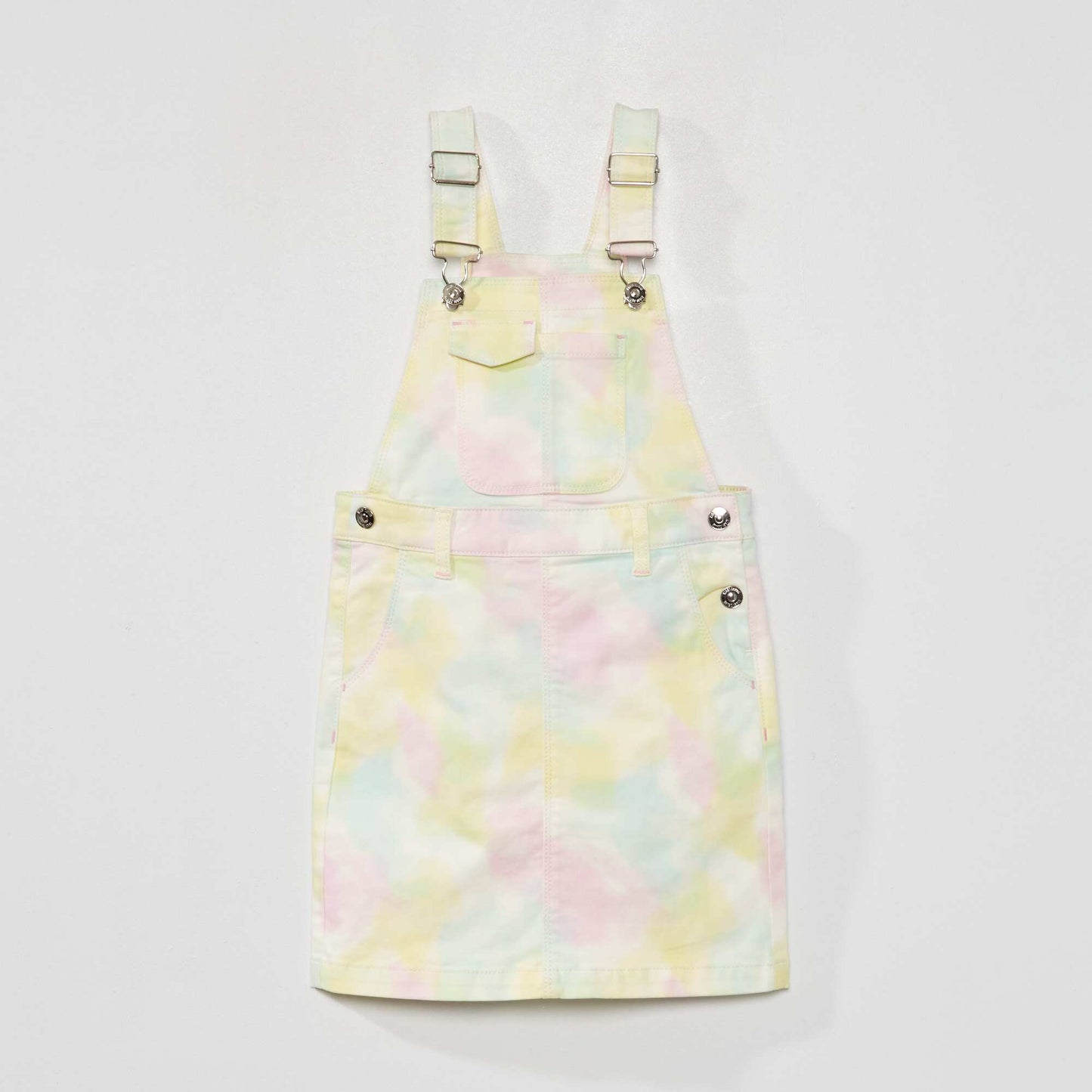 Denim dungaree dress WHITE