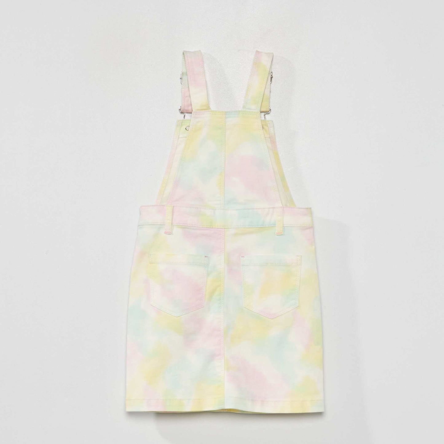 Denim dungaree dress WHITE