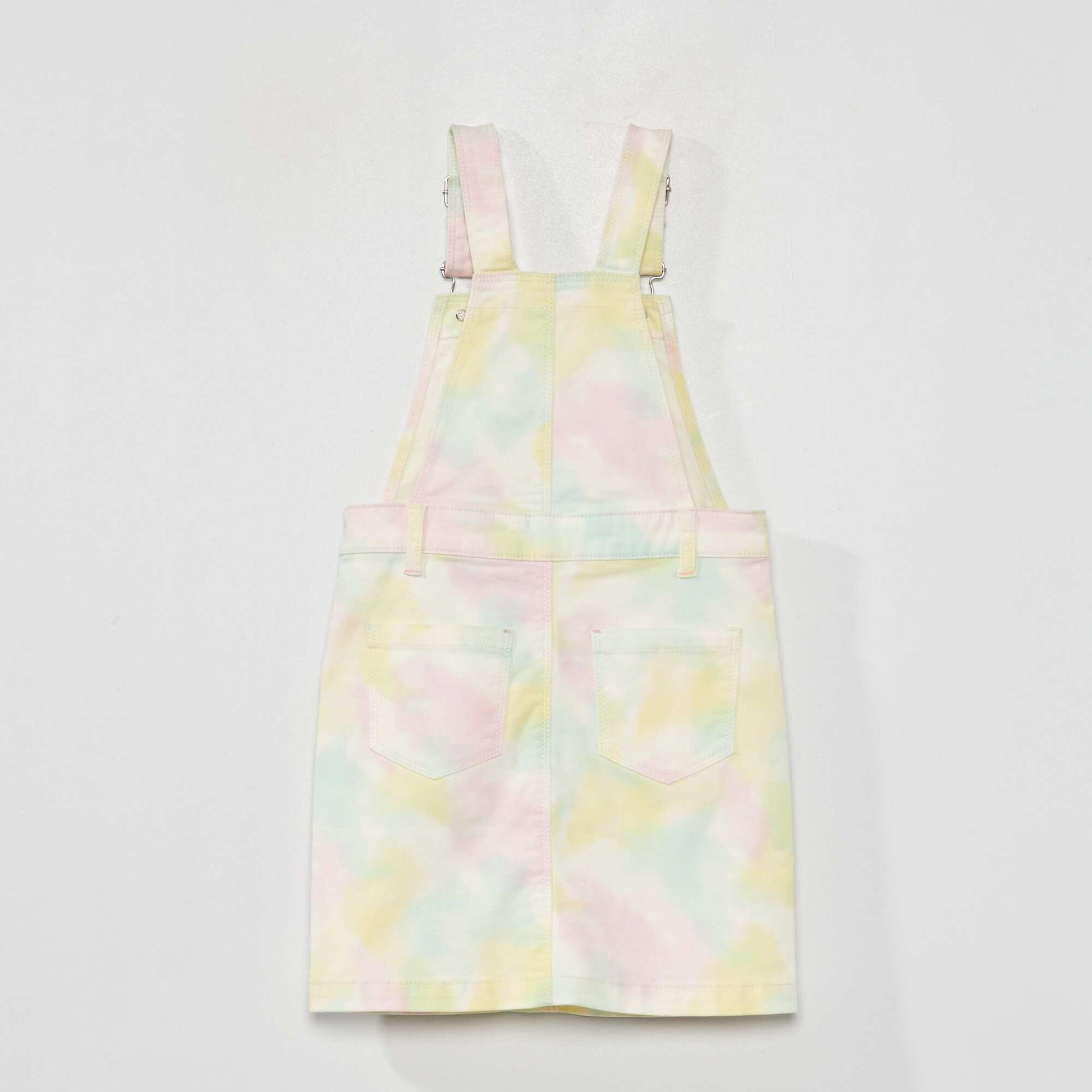 Denim dungaree dress WHITE