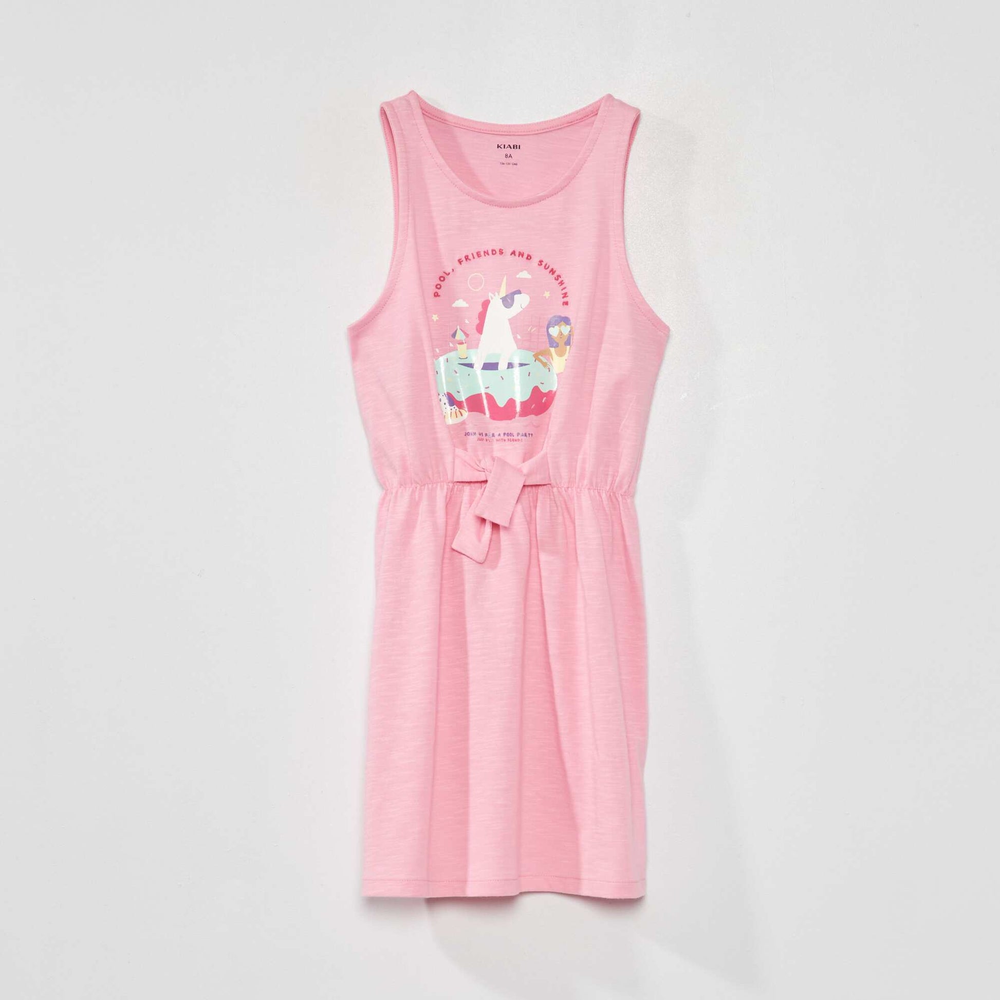 Fitted dress with stylish print PINK