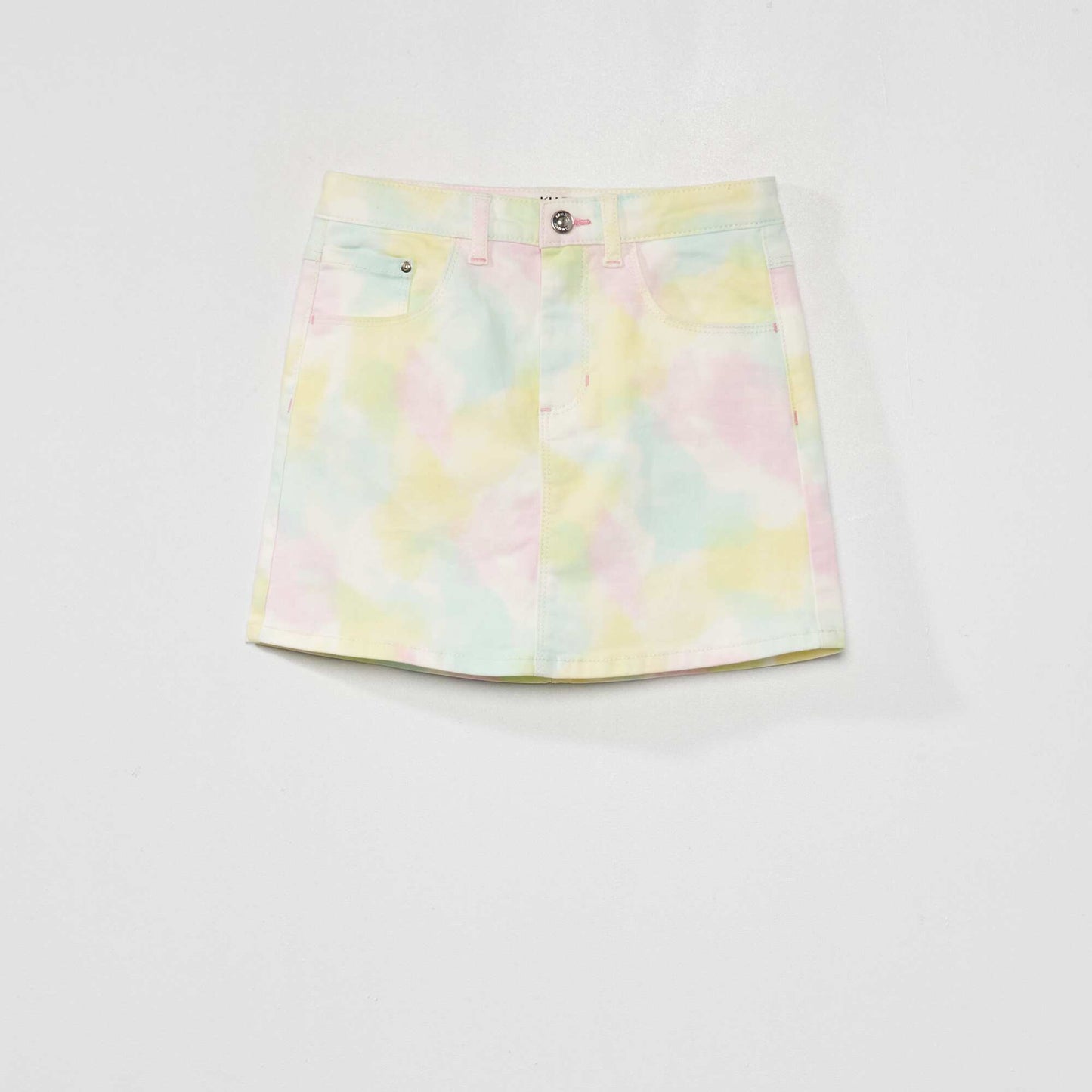 Tie-dye denim skirt WHITE