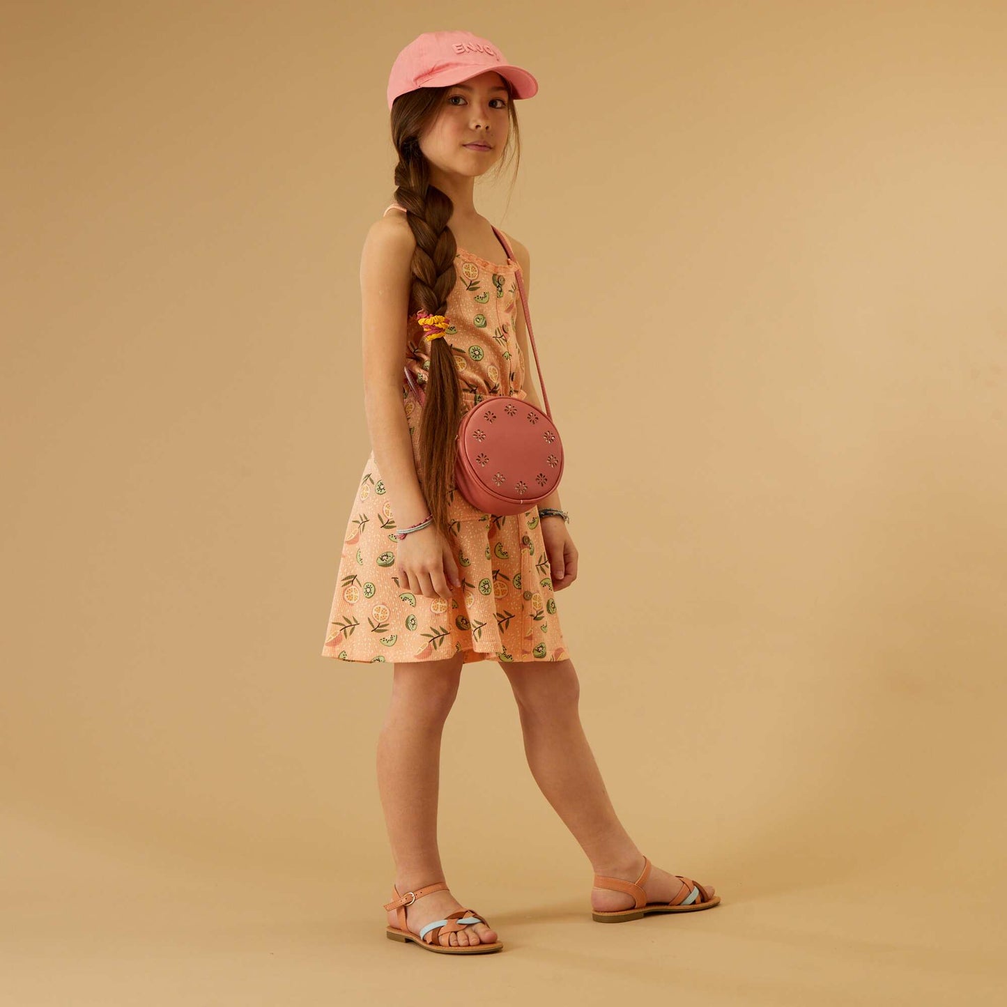 Waffle-knit dress PINK
