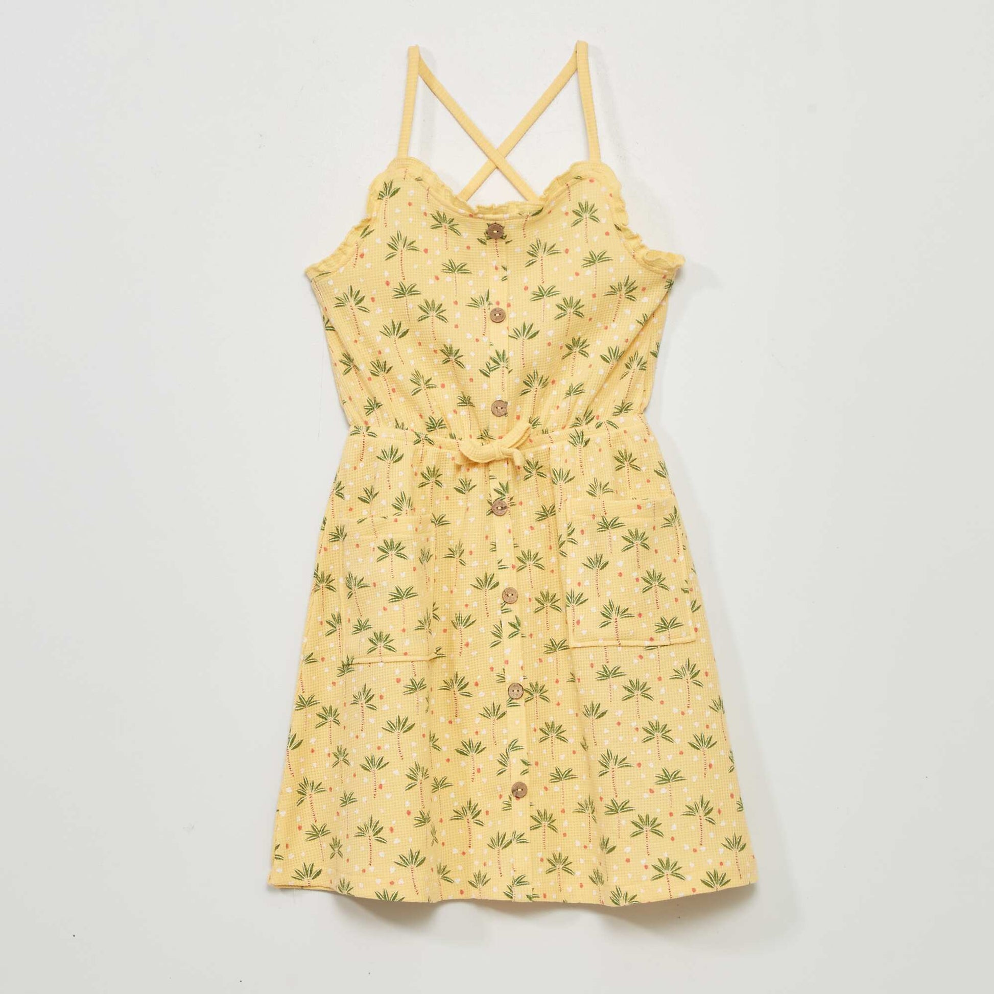 Waffle-knit dress YELLOW