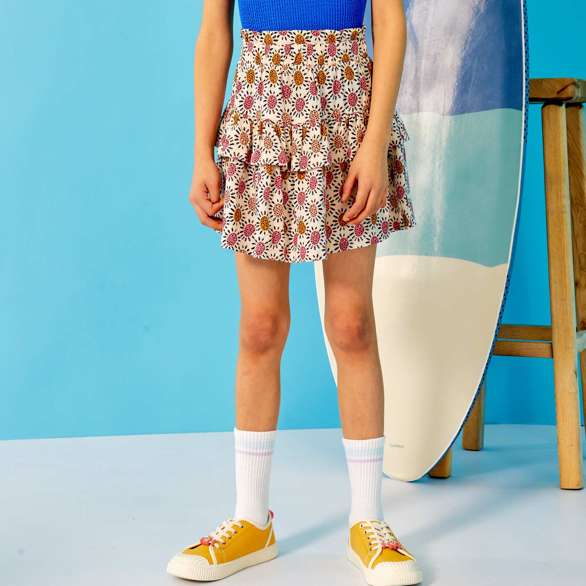 A-line skirt with ruffles WHITE
