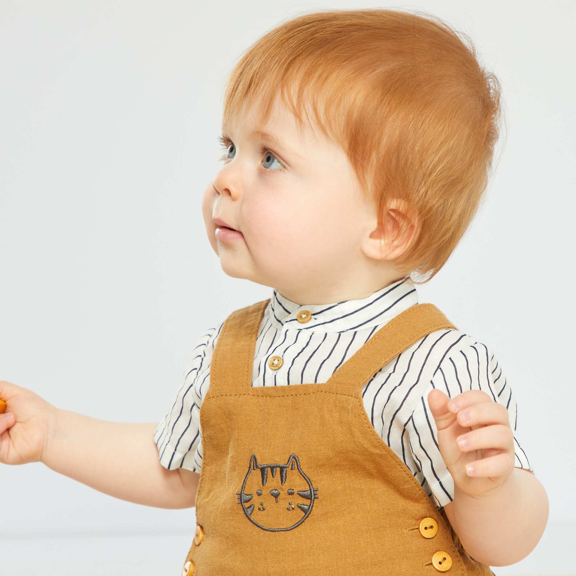 Linen dungarees BROWN