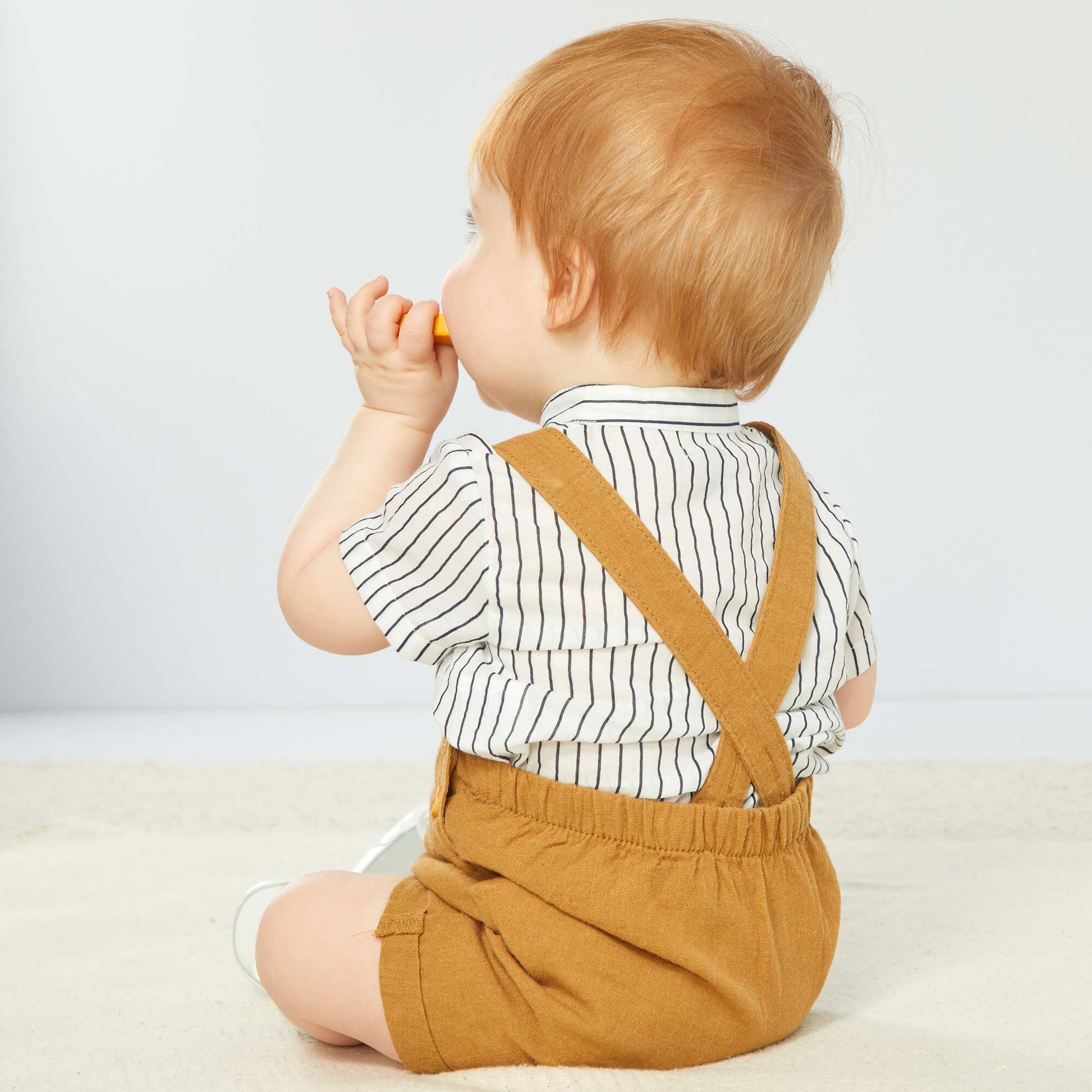 Linen dungarees BROWN