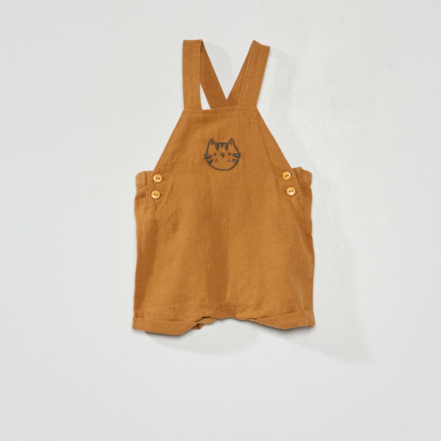 Linen dungarees BROWN