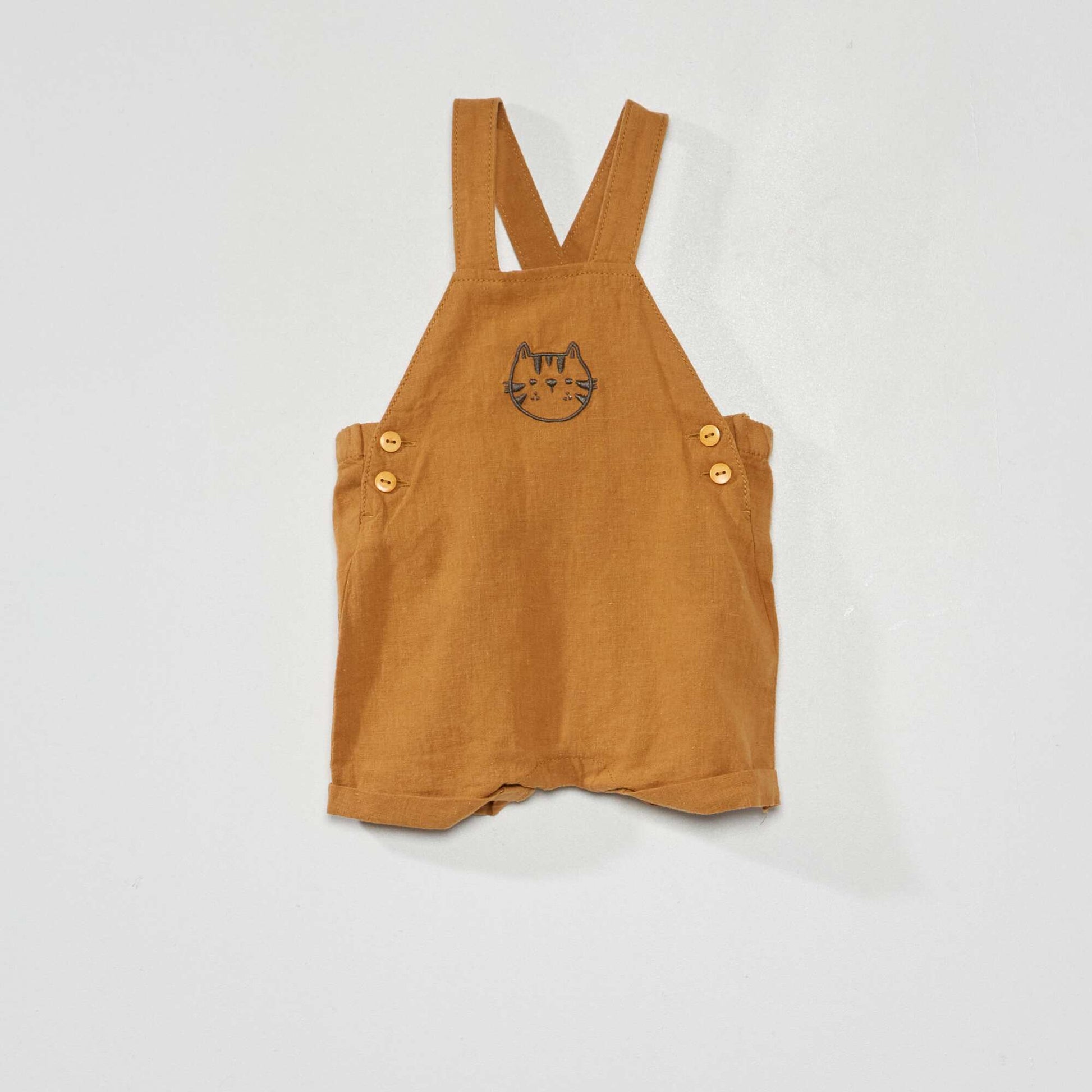Linen dungarees BROWN