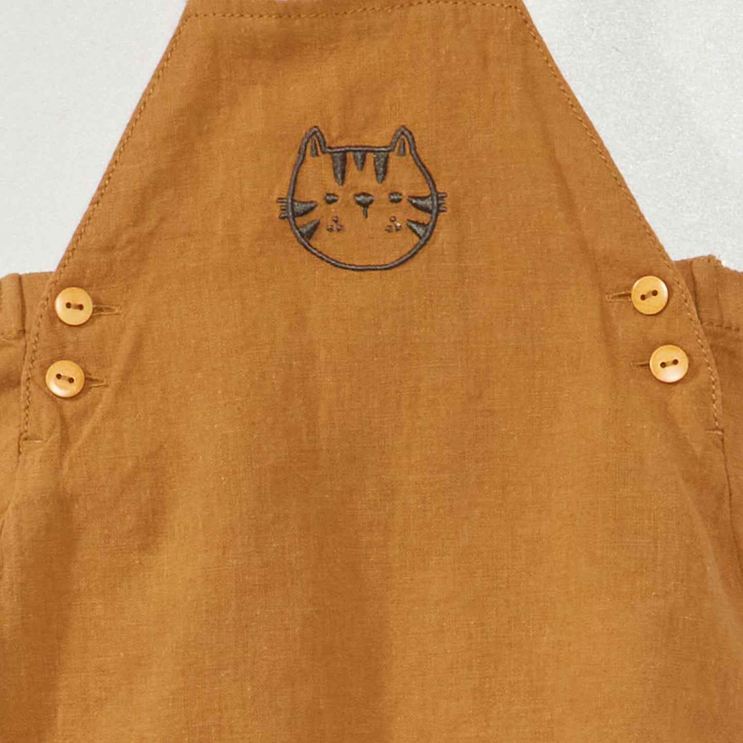Linen dungarees BROWN