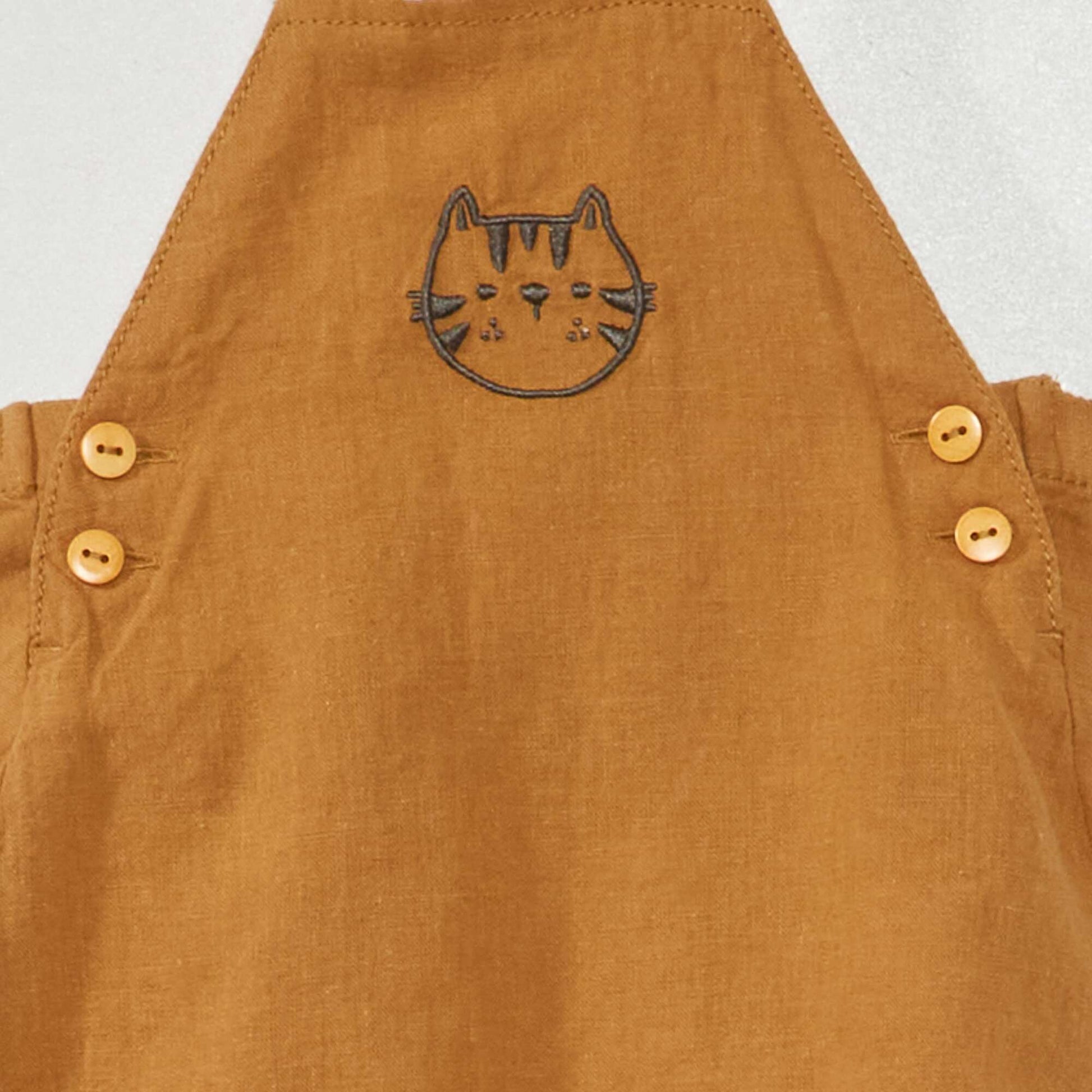 Linen dungarees BROWN