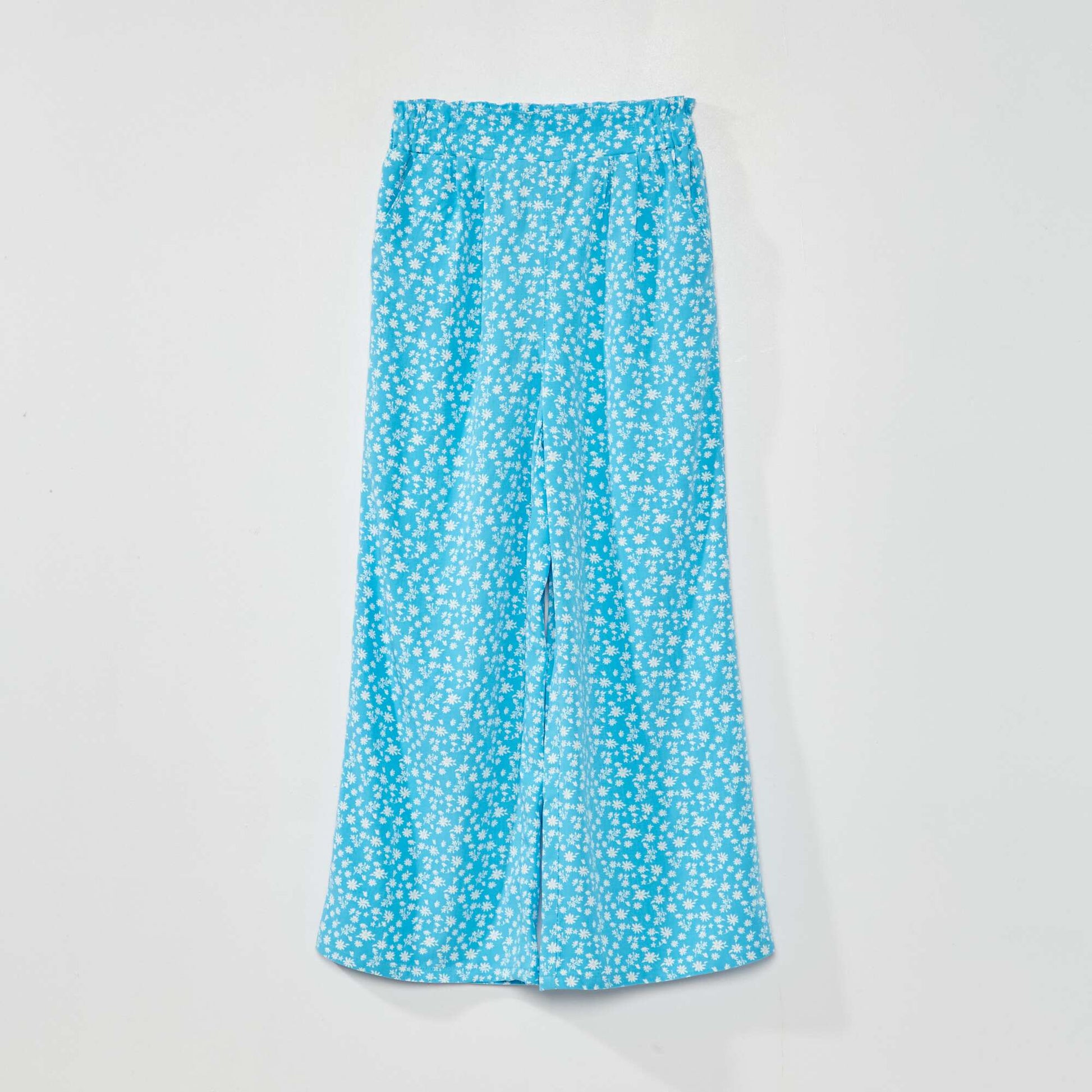 Patterned wide-leg trousers BLUE