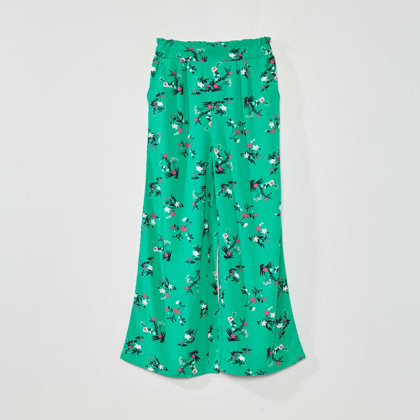 Patterned wide-leg trousers GREEN