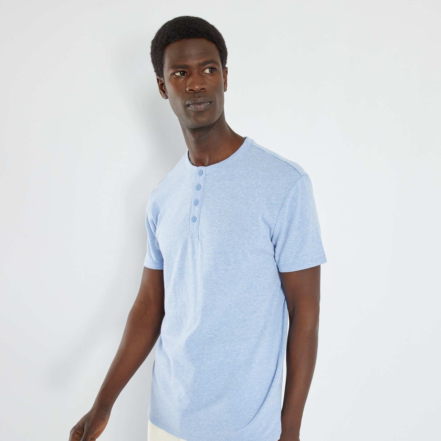 Marl-effect T-shirt BLUE