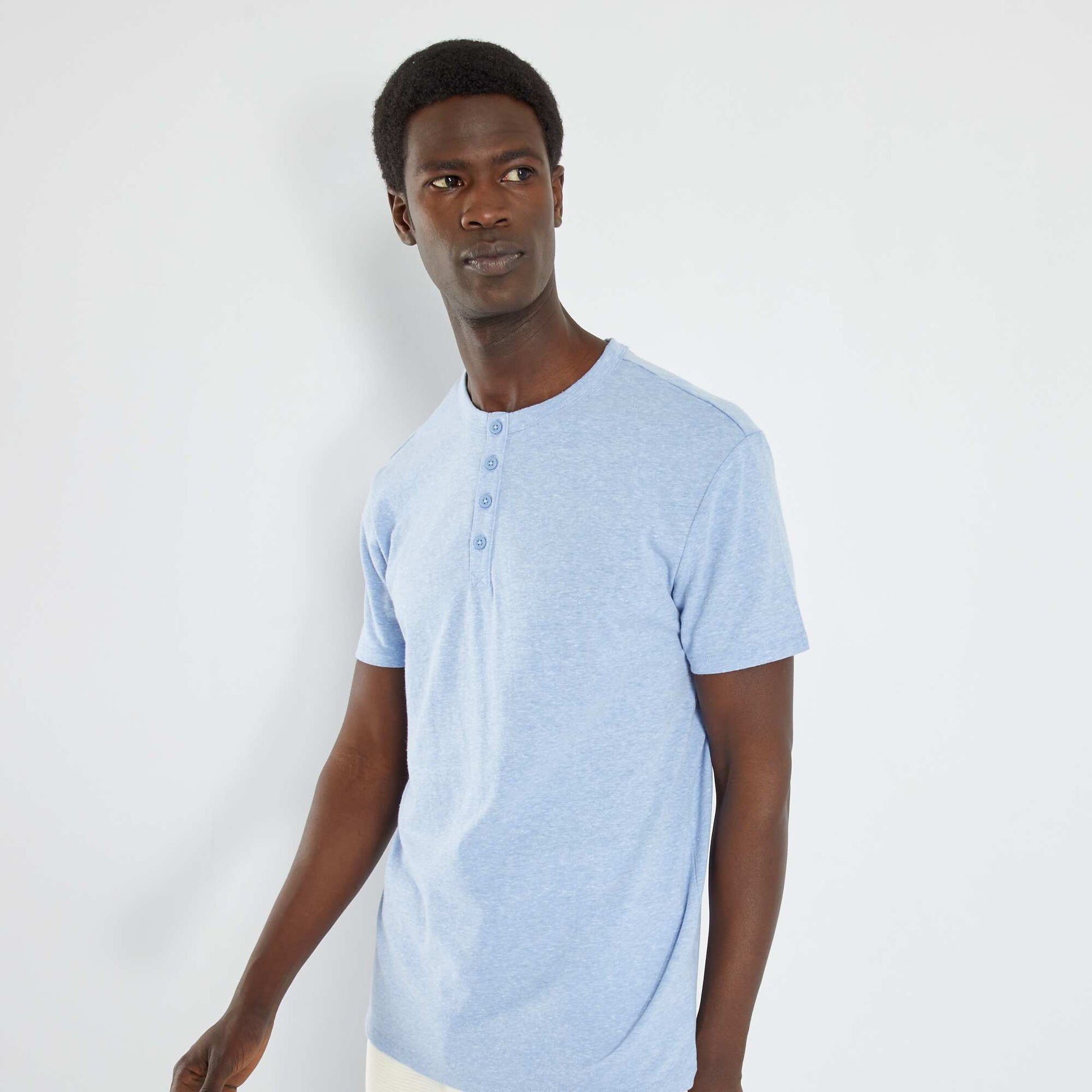 Marl-effect T-shirt BLUE