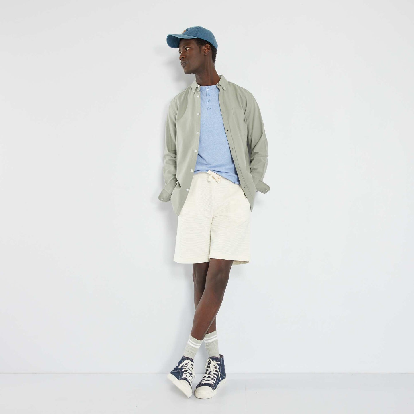 Marl-effect T-shirt BLUE