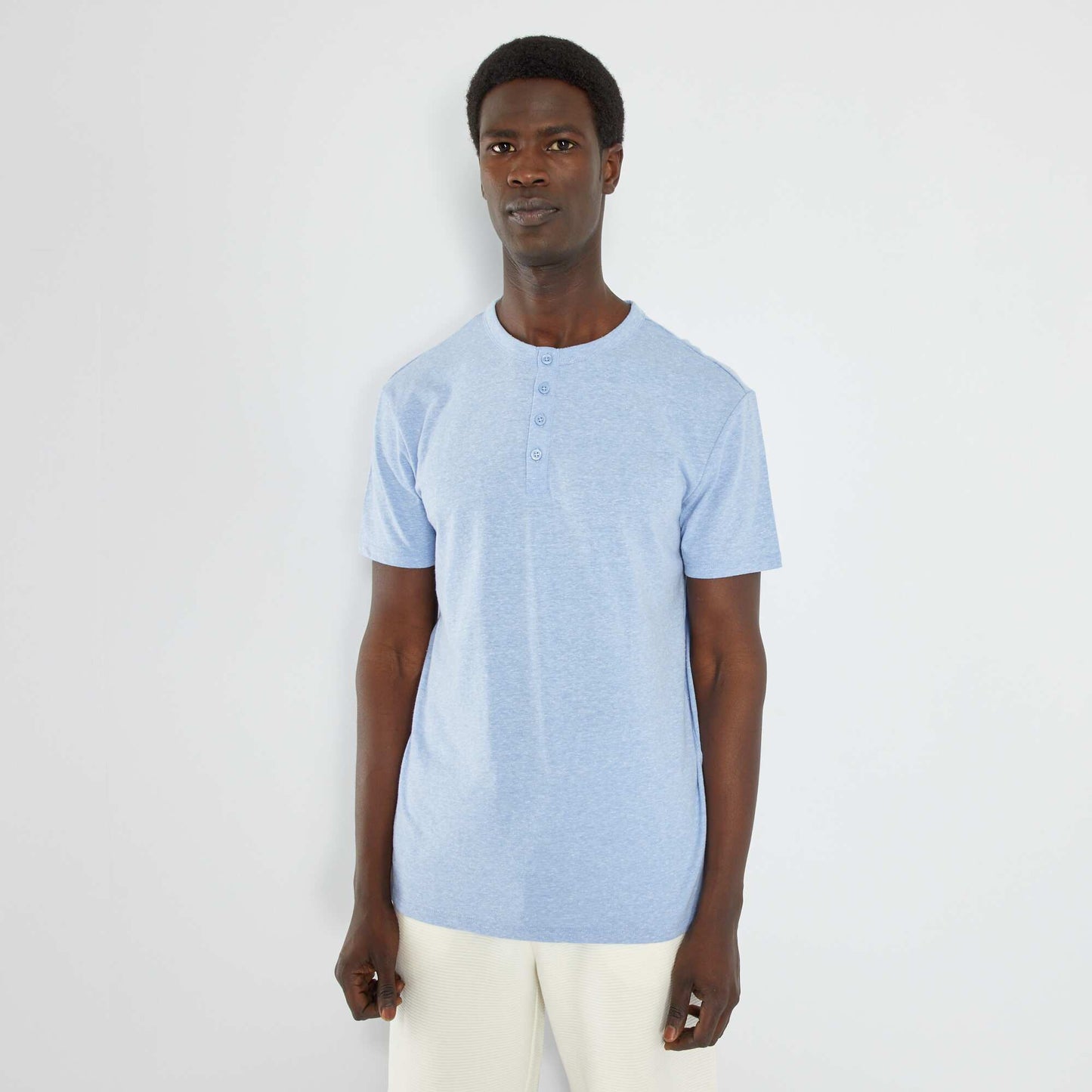Marl-effect T-shirt BLUE