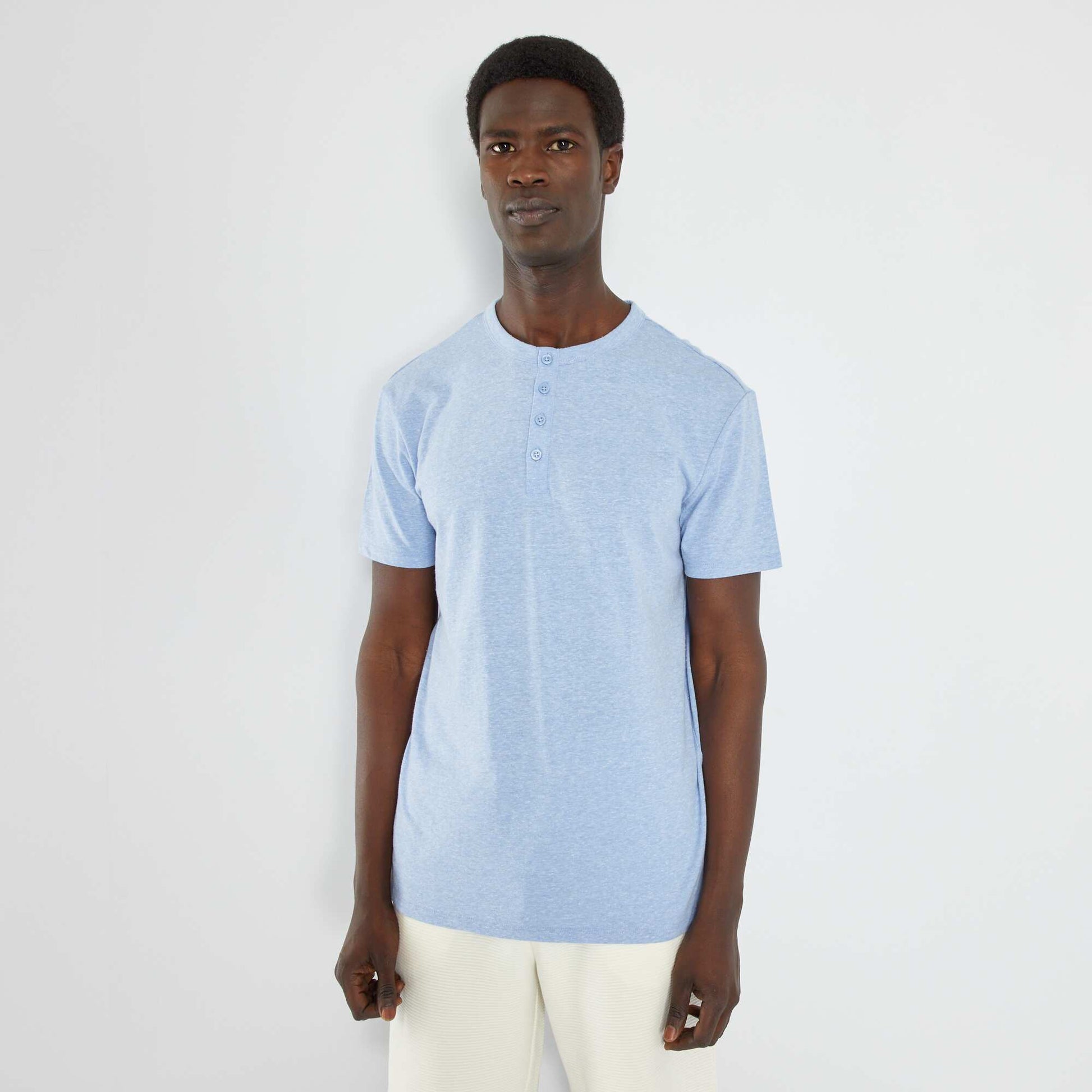 Marl-effect T-shirt BLUE
