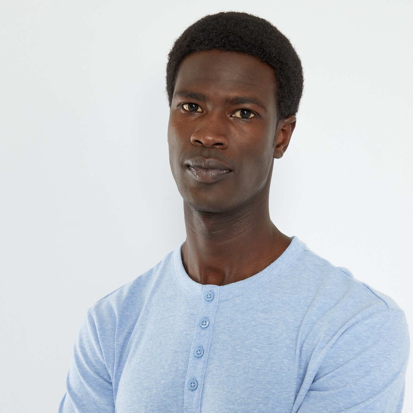 Marl-effect T-shirt BLUE
