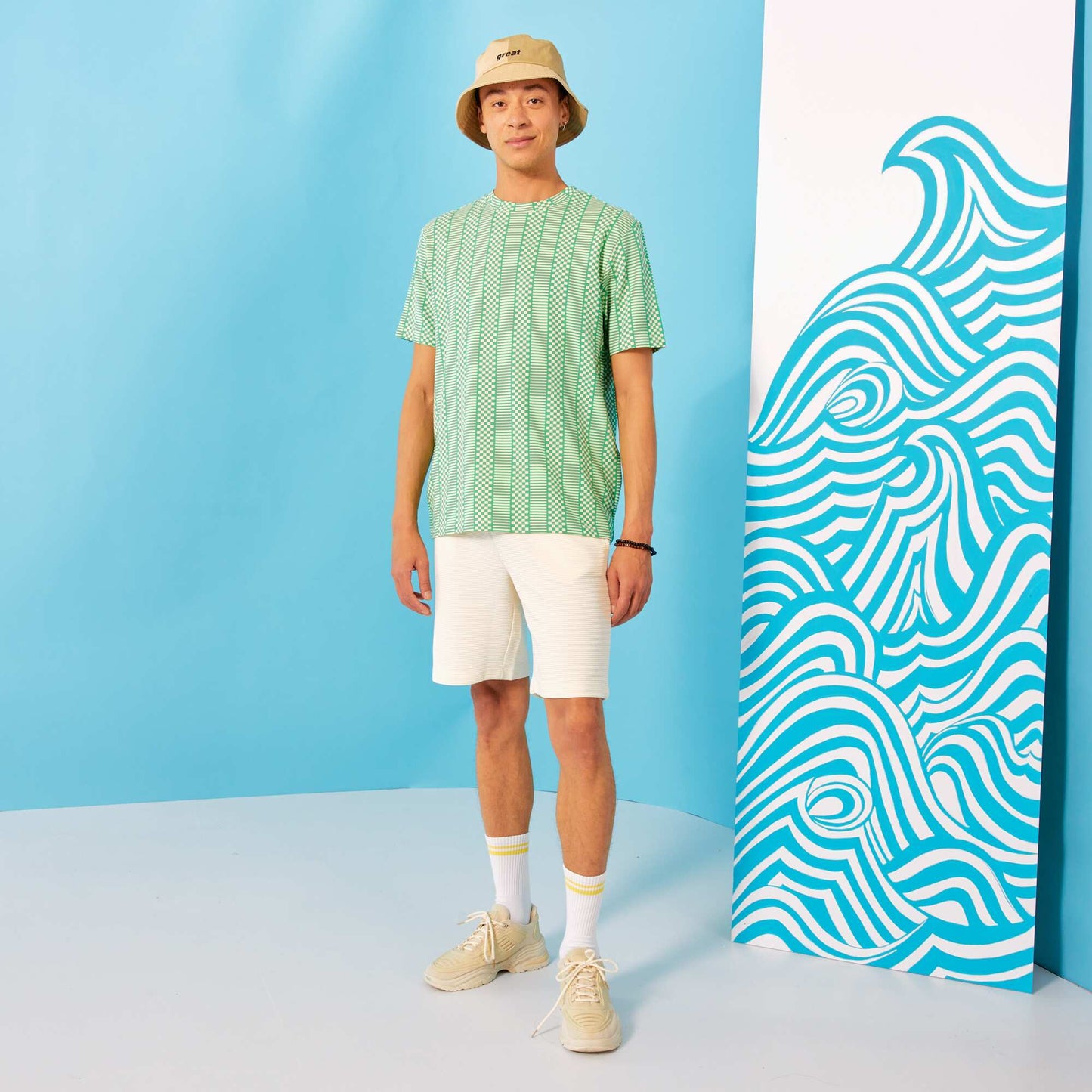 Ribbed knit Bermuda shorts WHITE
