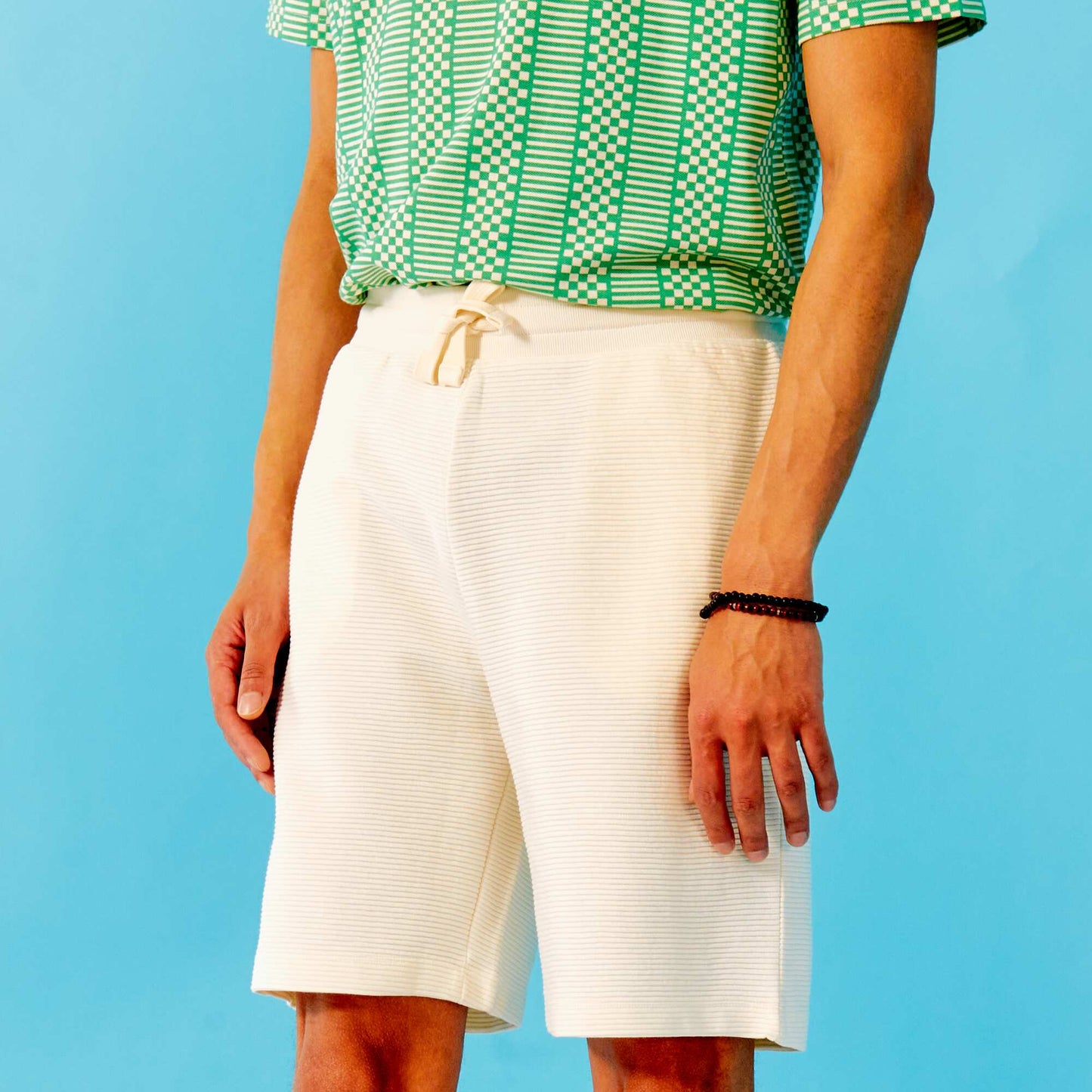 Ribbed knit Bermuda shorts WHITE