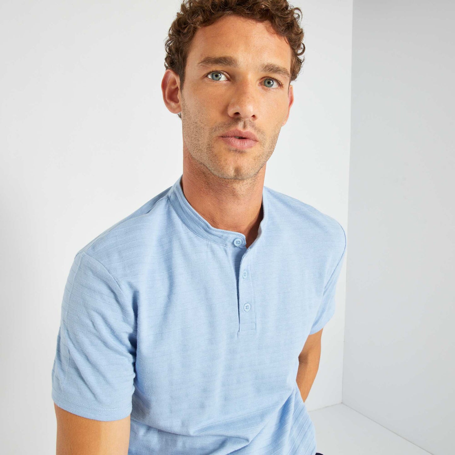 Jacquard knit polo shirt BLUE