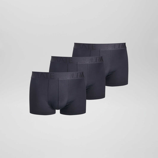 Pack of 3 pairs of stretch microfibre boxer shorts BLACK