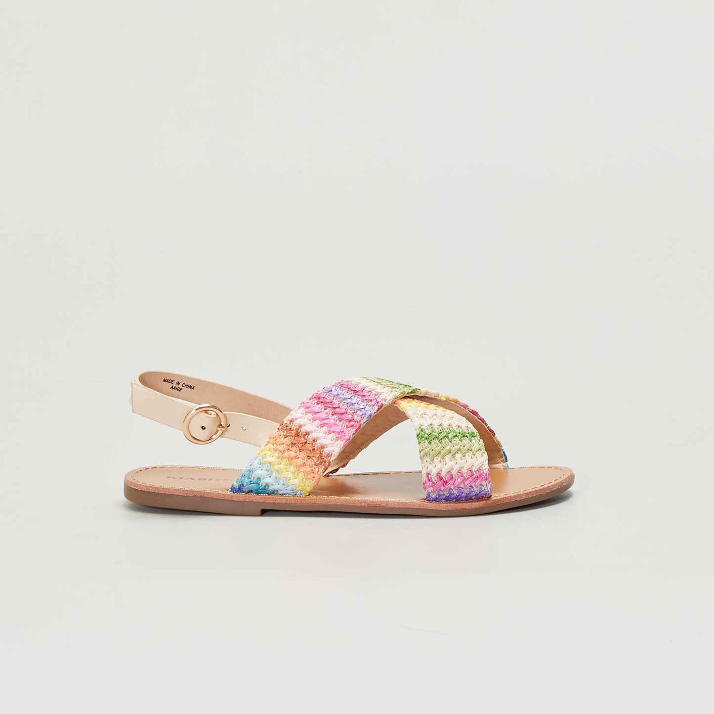 Flat sandals with crossover straps PINK