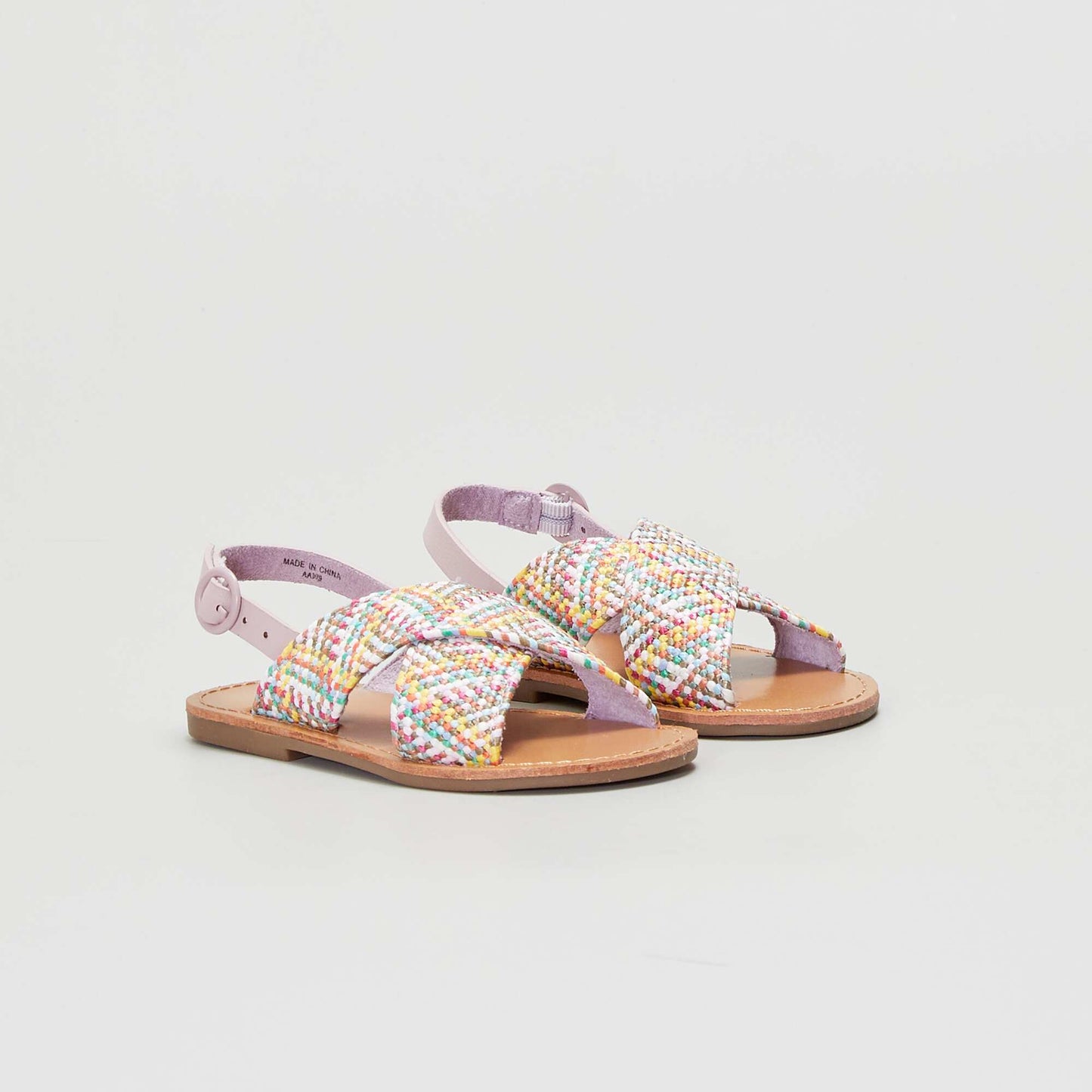 Flat sandals with crossover straps YELLOW